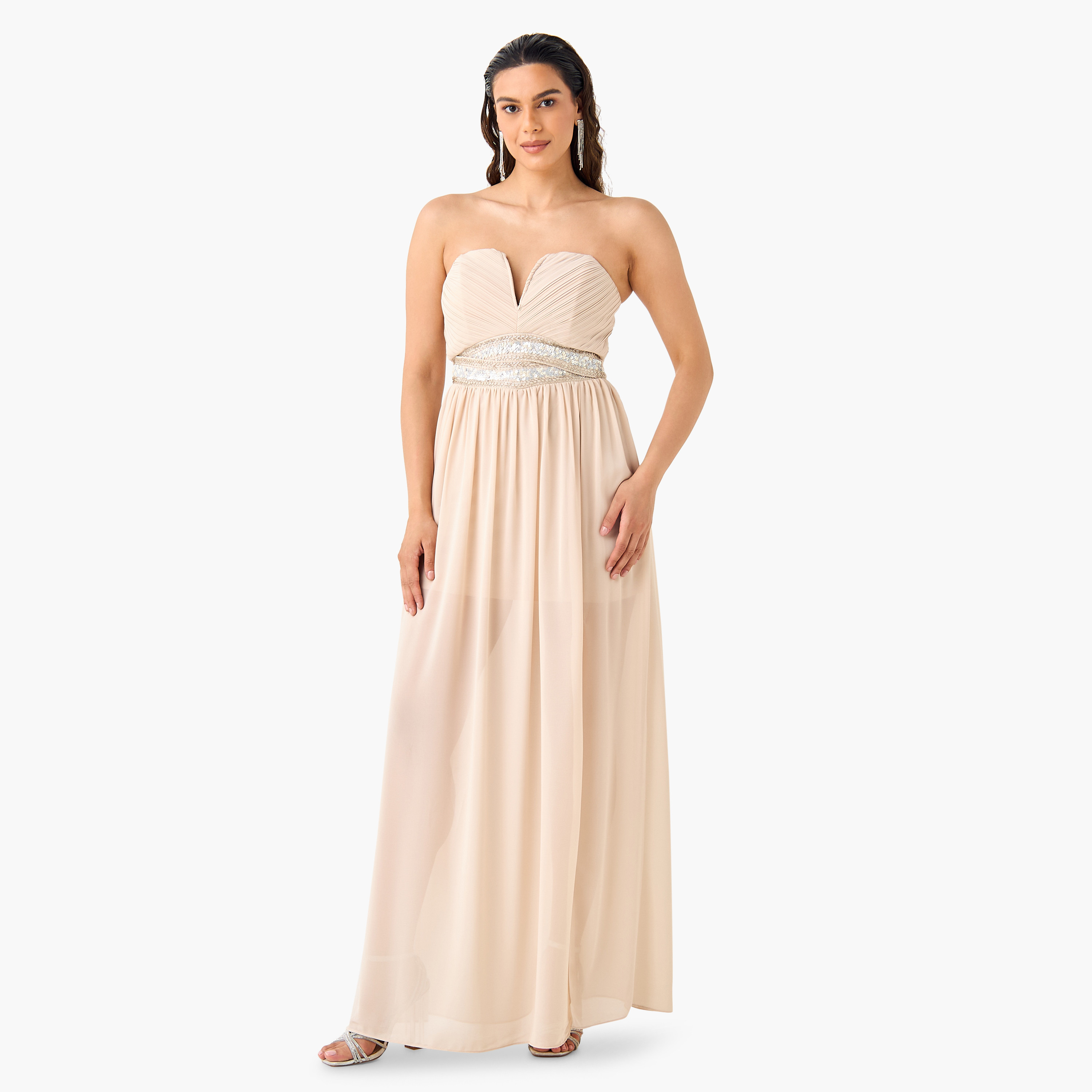 TFNC Embellished Tube Dress with Slit Detail-women-clothing-dresses-image-1