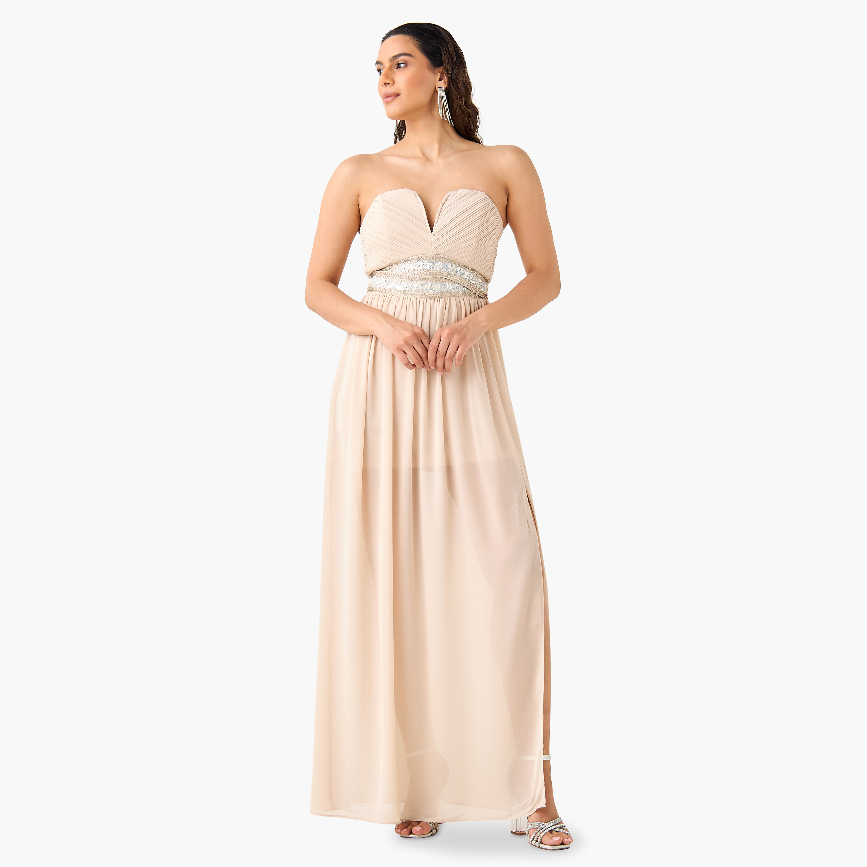 TFNC Embellished Tube Dress with Slit Detail-women-clothing-dresses-image-3