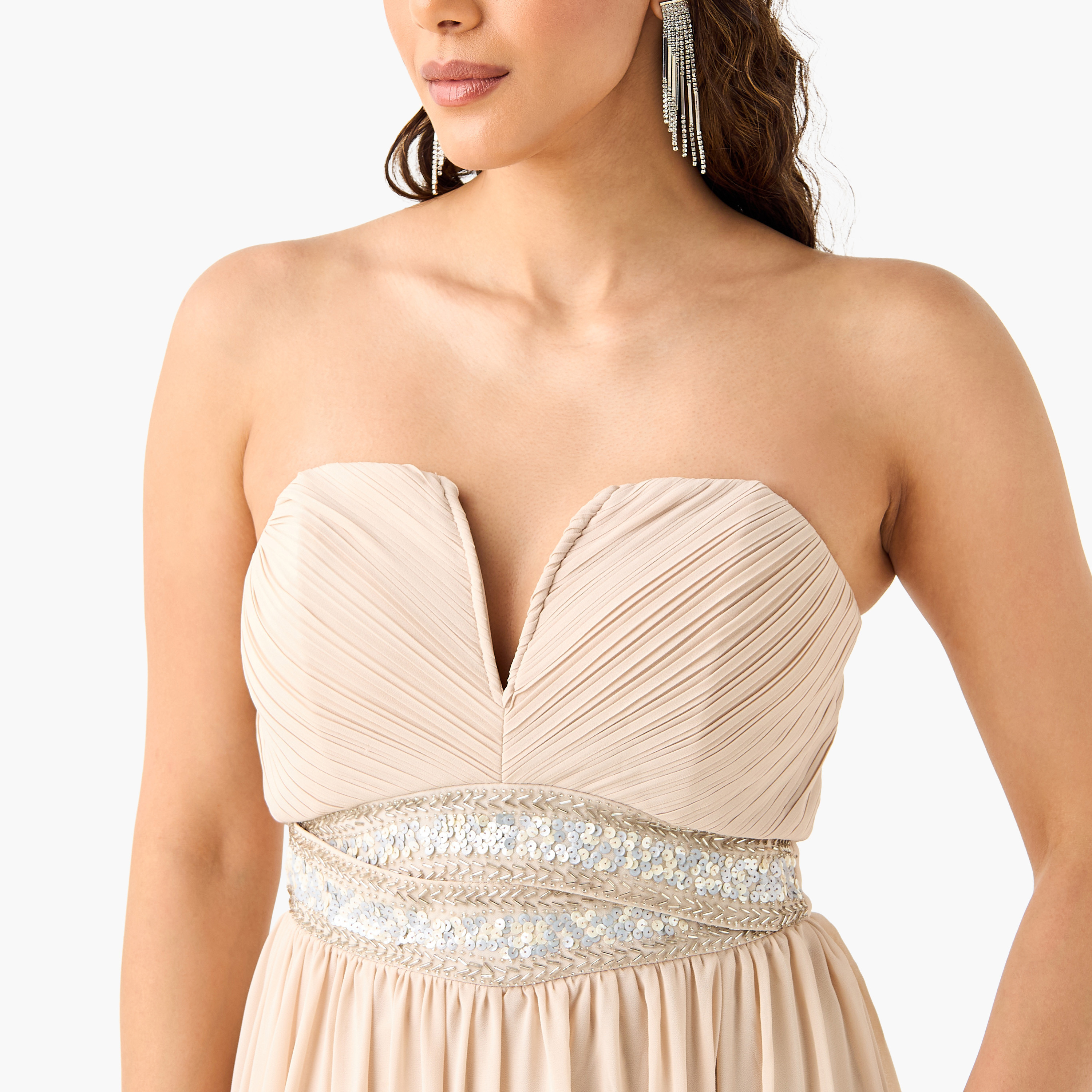 TFNC Embellished Tube Dress with Slit Detail-women-clothing-dresses-image-4