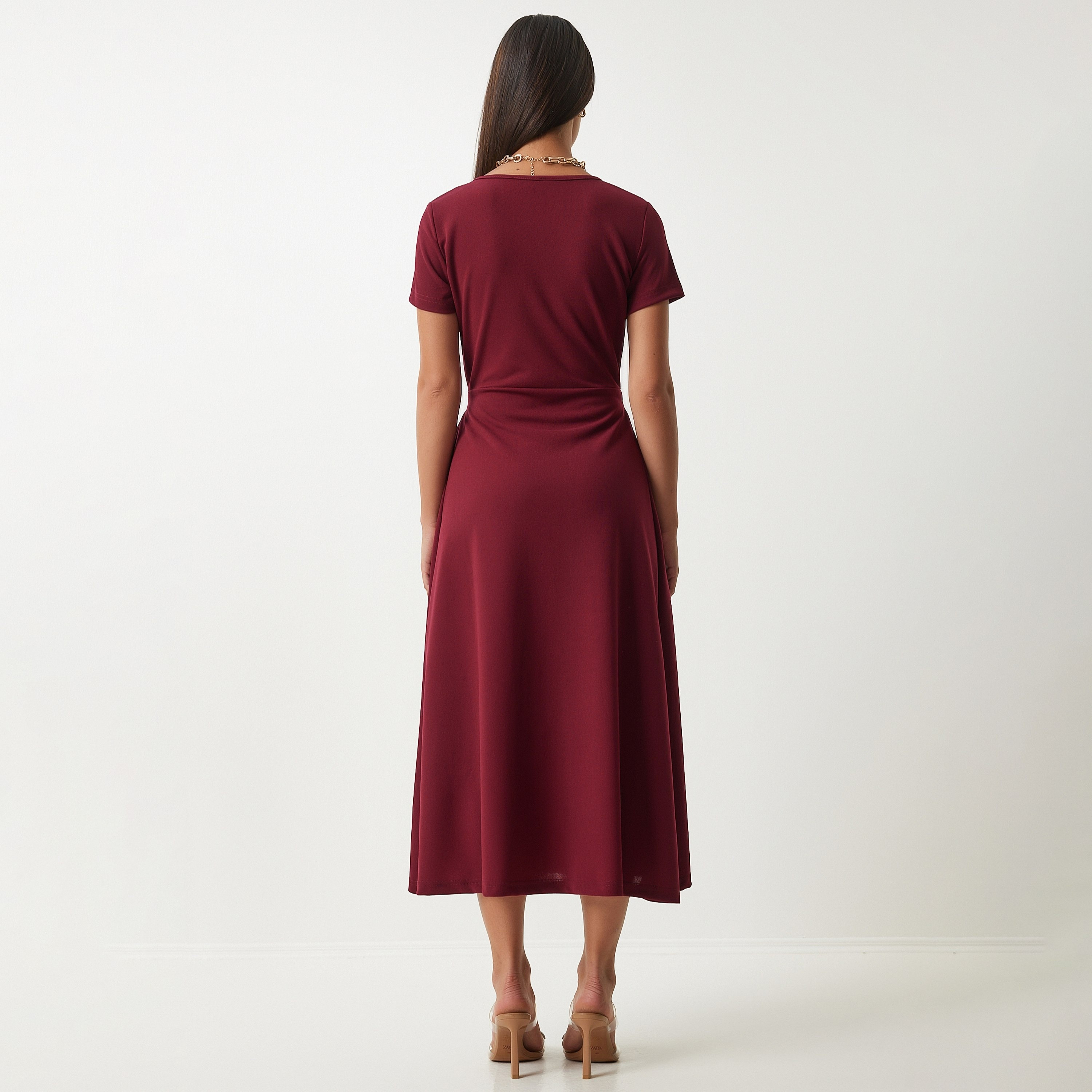 Happiness Istanbul Wrap Burgundy Women's Midi Dress-women-clothing-dresses-image-3