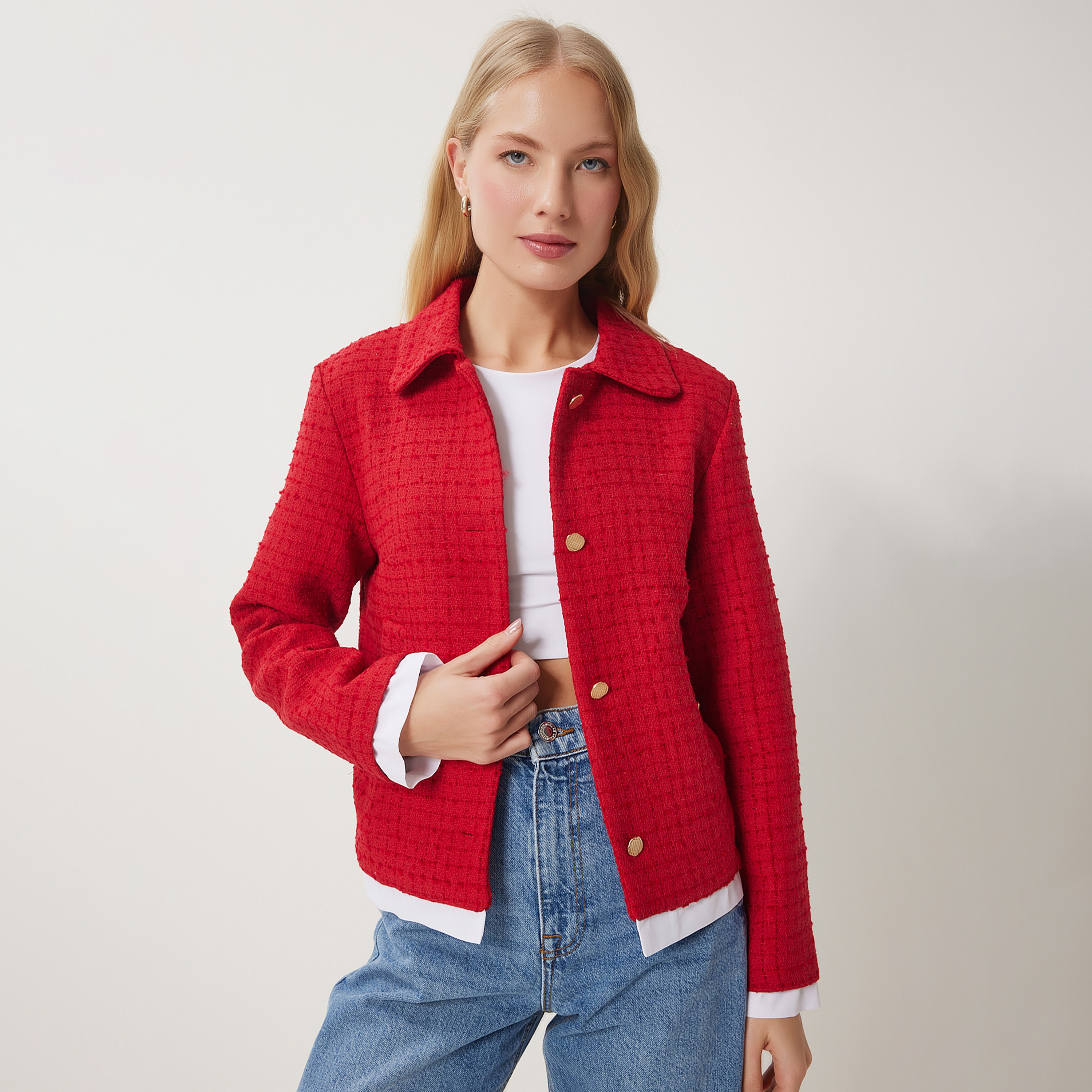 سترة نسائية بياقة حمراء بياقة تويد إسطنبول من إسطنبول-women-winterwear-coatsandjackets-jackets-image-1