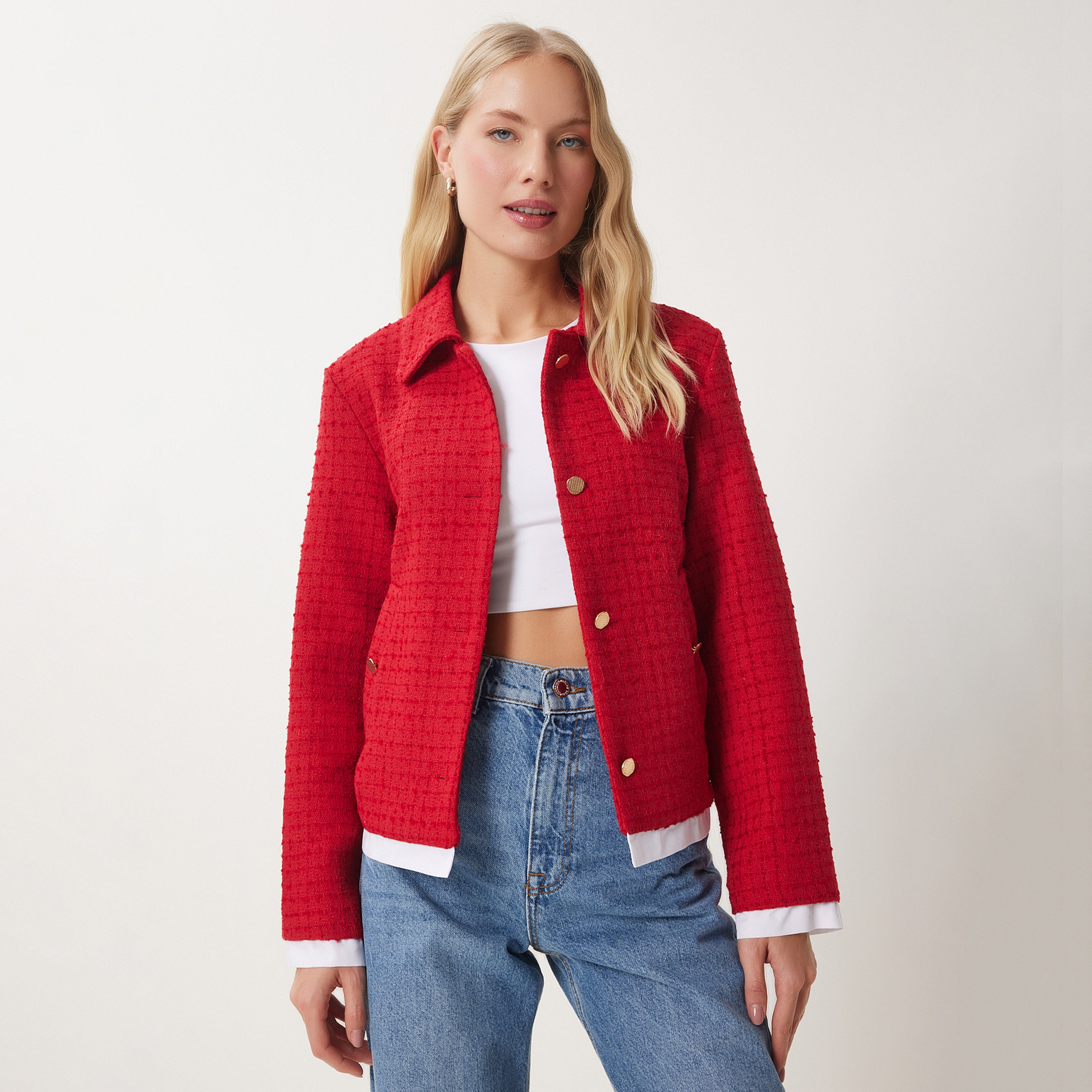 سترة نسائية بياقة حمراء بياقة تويد إسطنبول من إسطنبول-women-winterwear-coatsandjackets-jackets-image-2