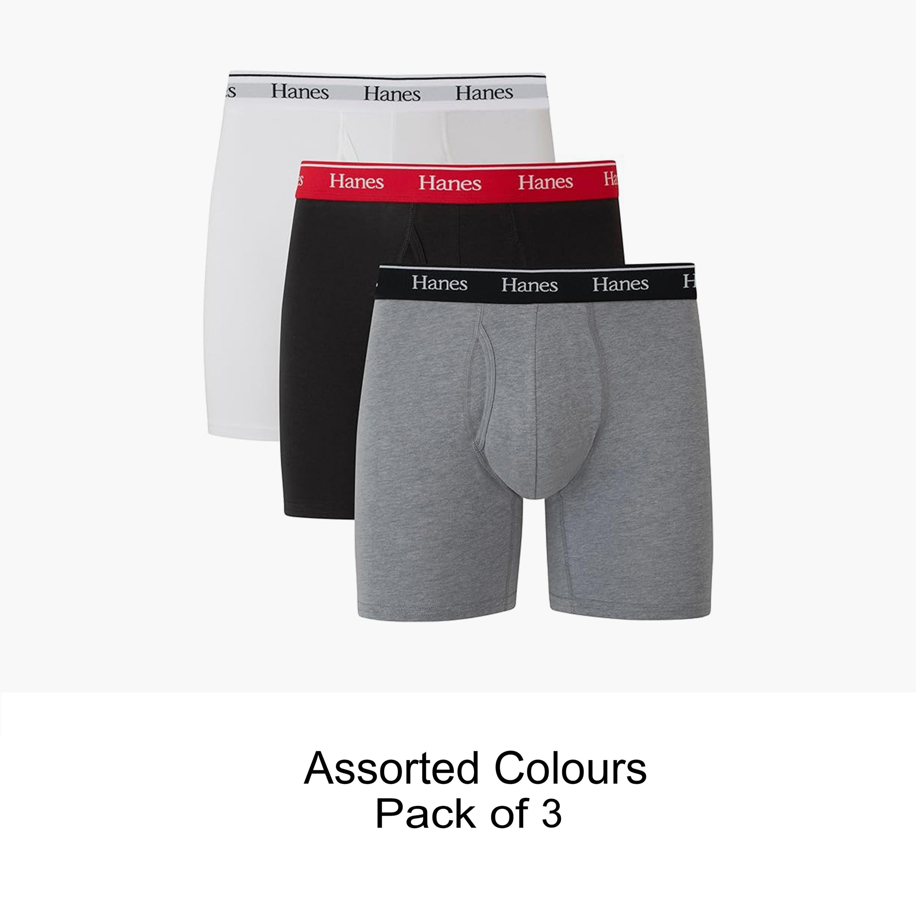 Hanes Assorted Pack of 3 Brand Print Waistband Men's Boxer Briefs-men-clothing-innerwear-underwear-image-1