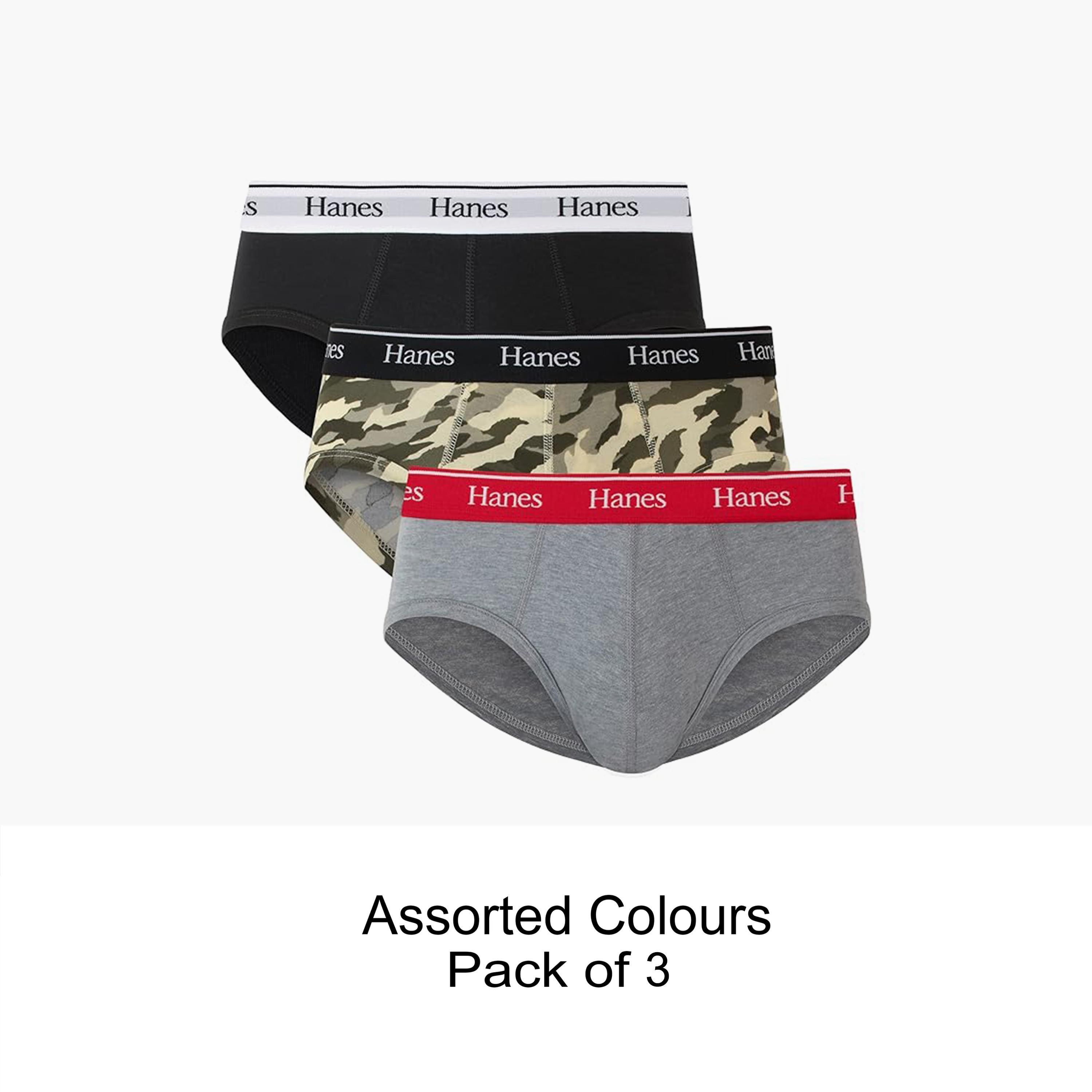 Hanes Assorted Pack of 3 Brand Print Waistband Men's Briefs-men-clothing-innerwear-underwear-image-1