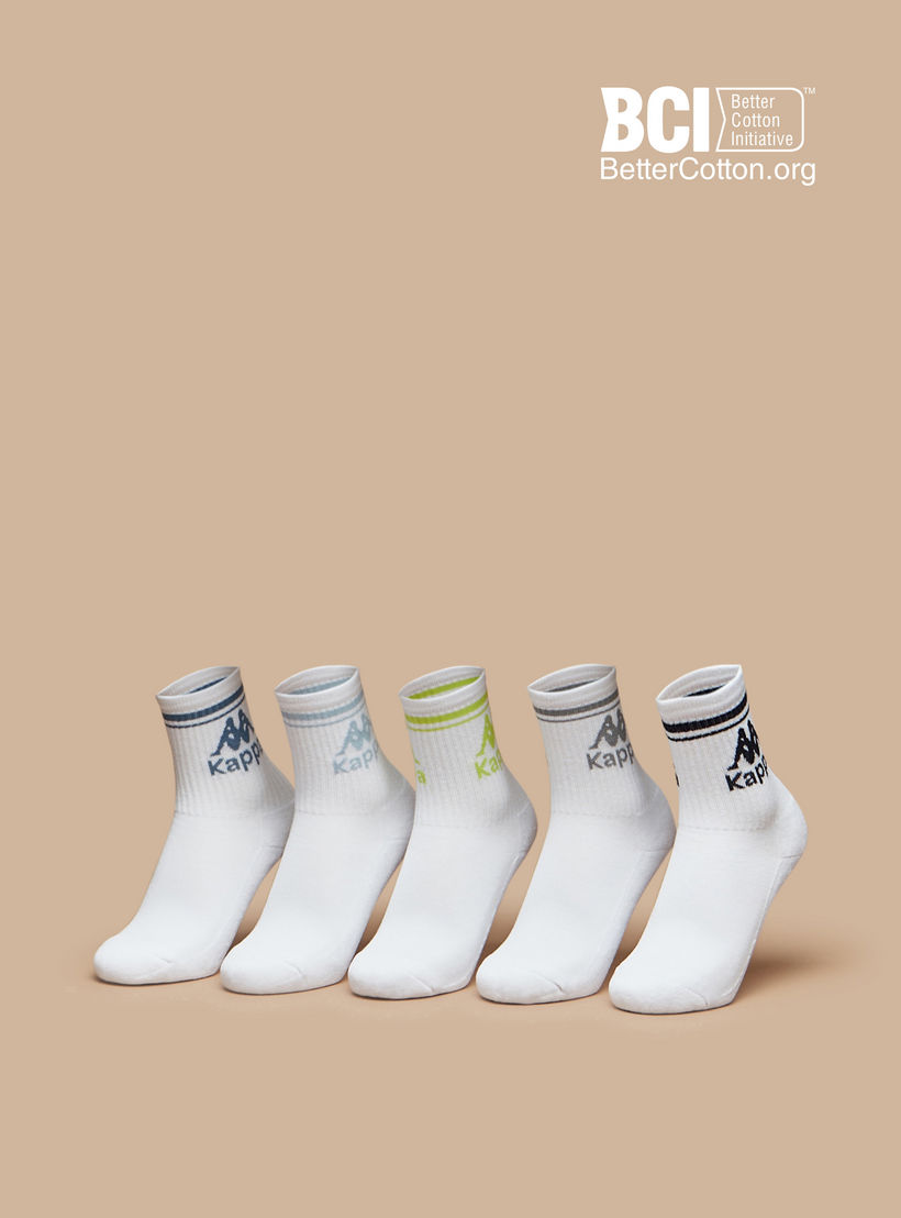 طقم جوارب رياضية موسدّة 5 أزواج بطول متوسط وطبعات الشعار من كابا-girls-accessories-socks-image-1