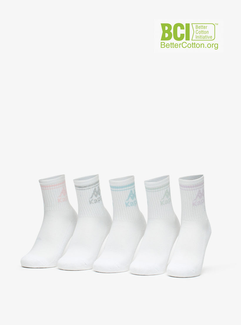 طقم جوارب موسدّة نصف وبرية 5 أزواج بطبعات الشعار من كابا -girls-accessories-socks-image-1