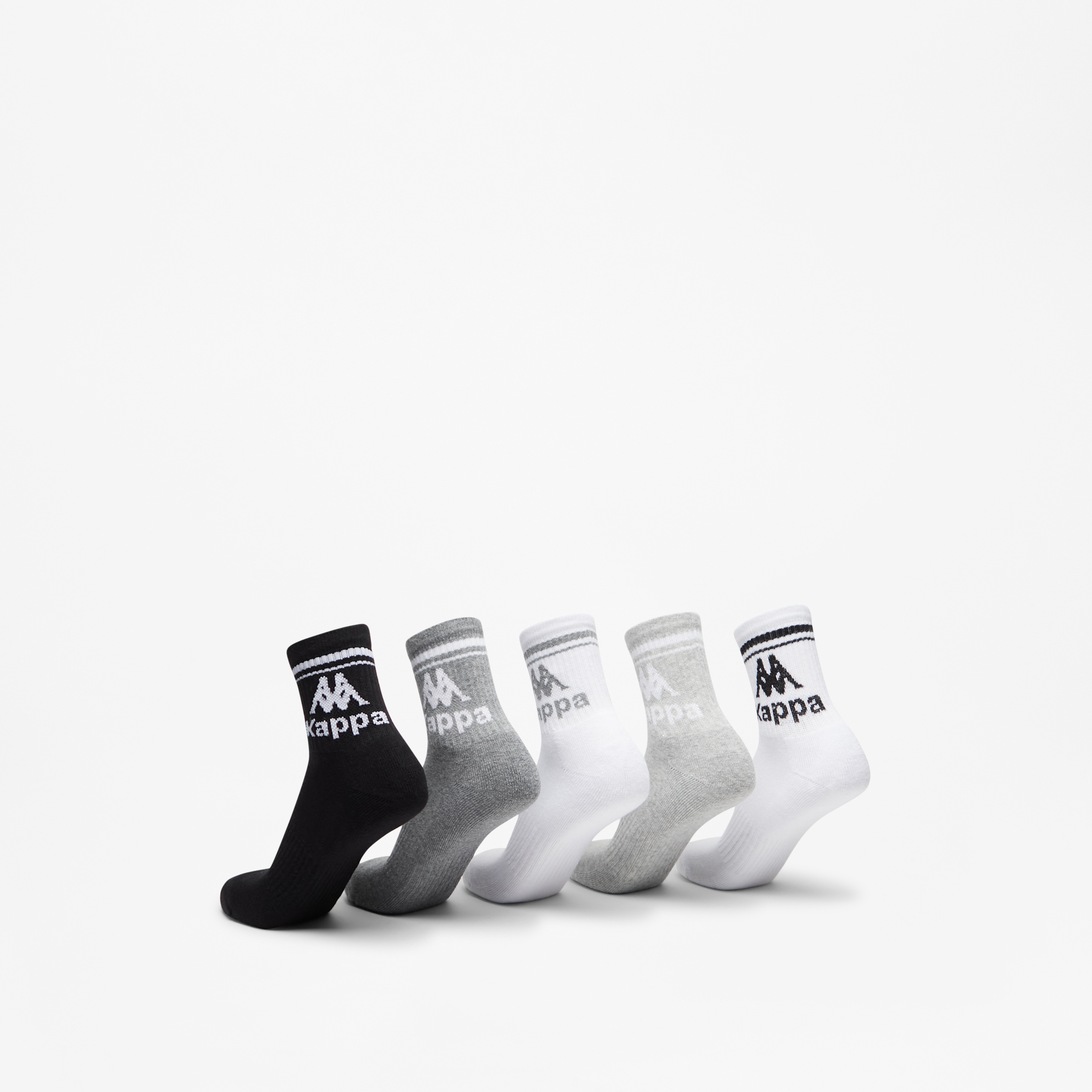 Kappa Logo Print Crew Length Cushioned Socks - Set of 5-women-socksandstockings-image-2