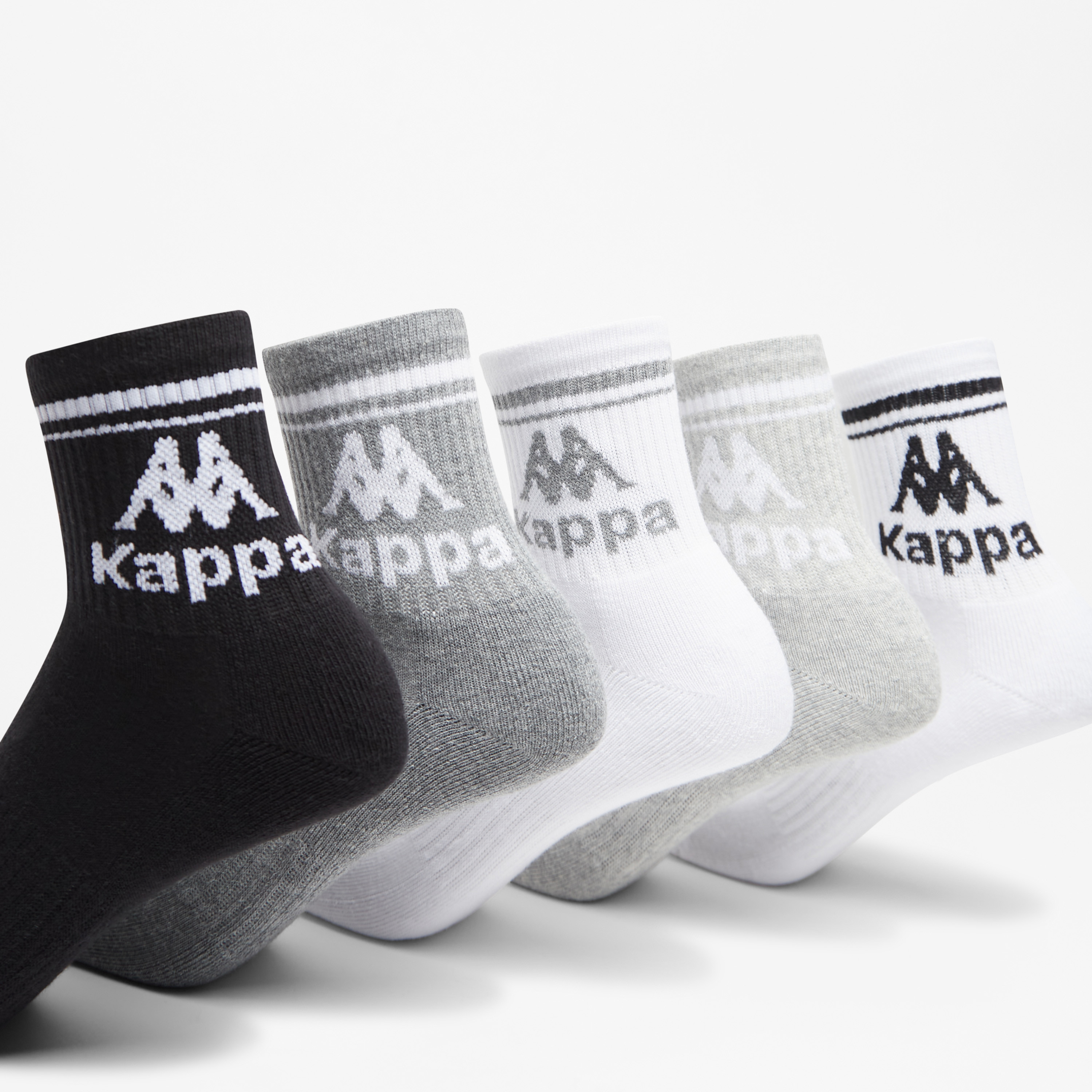 Kappa Logo Print Crew Length Cushioned Socks - Set of 5-women-socksandstockings-image-3