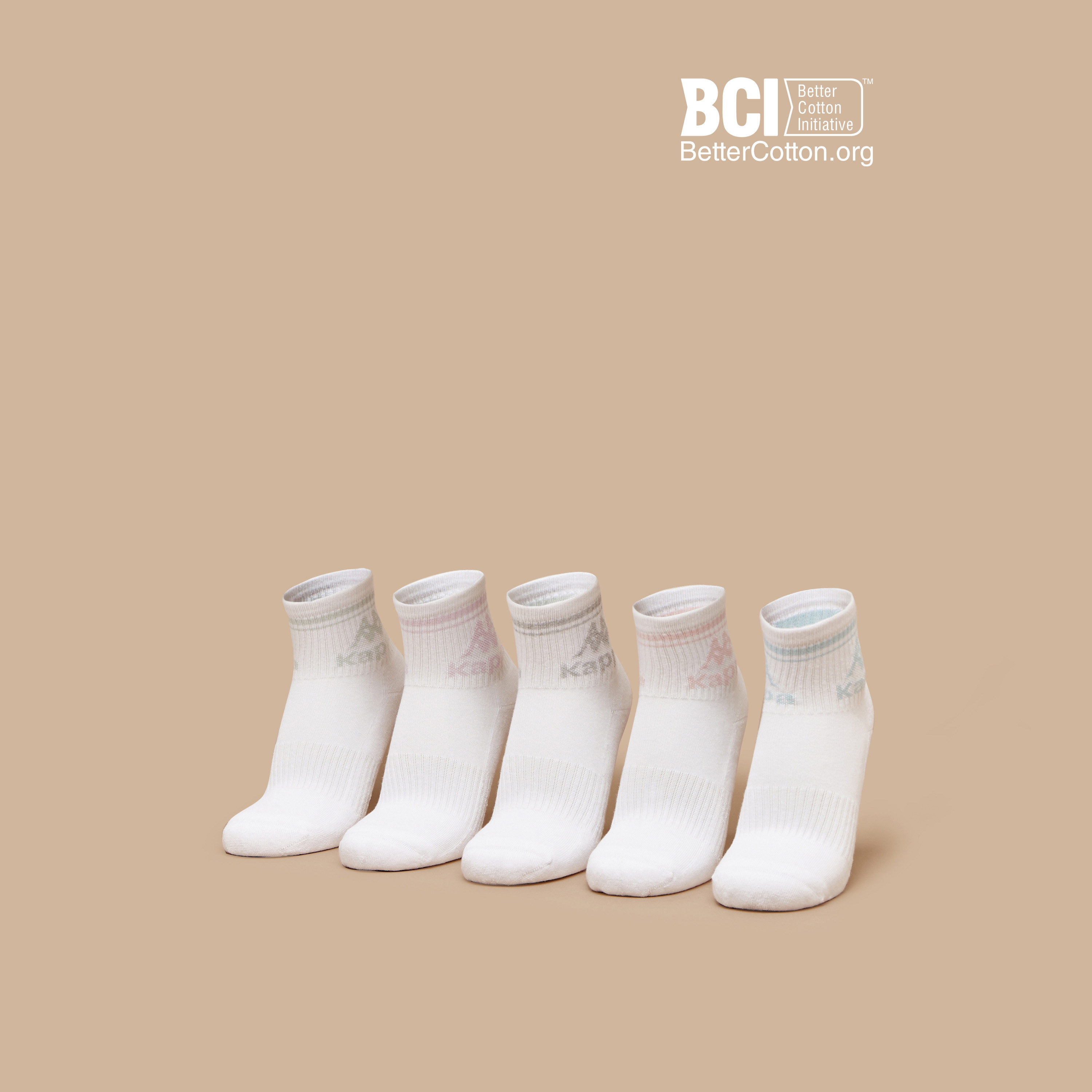طقم جوارب موسّدة 5 أزواج بطول متوسط وطبعات الشعار من كابا-women-socksandstockings-image-1