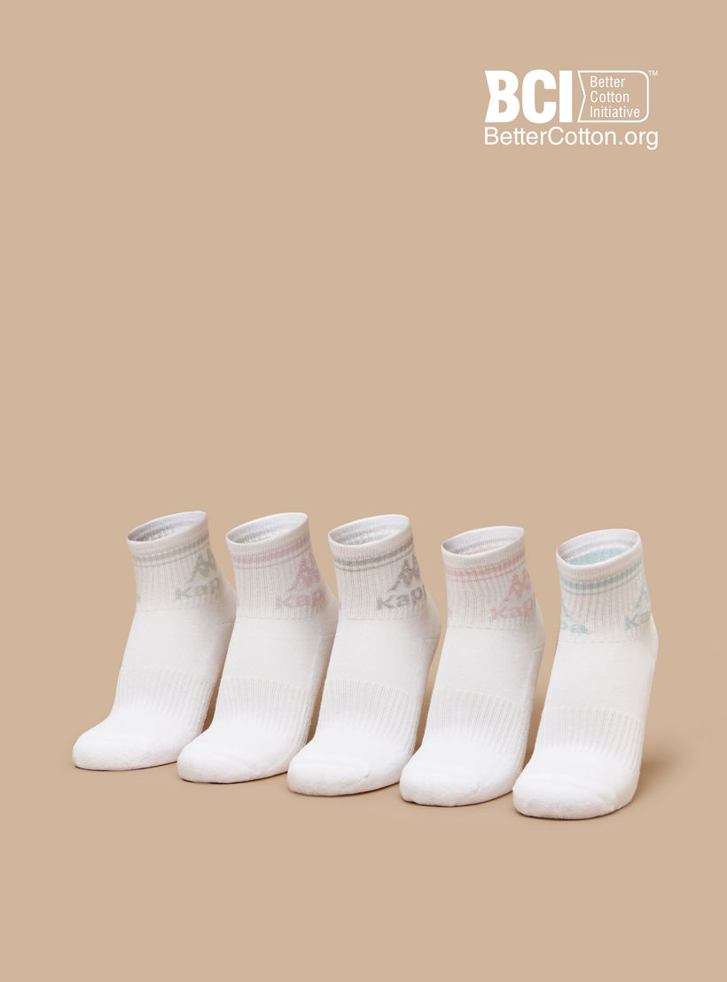 طقم جوارب موسّدة 5 أزواج بطول متوسط وطبعات الشعار من كابا-women-socksandstockings-image-1