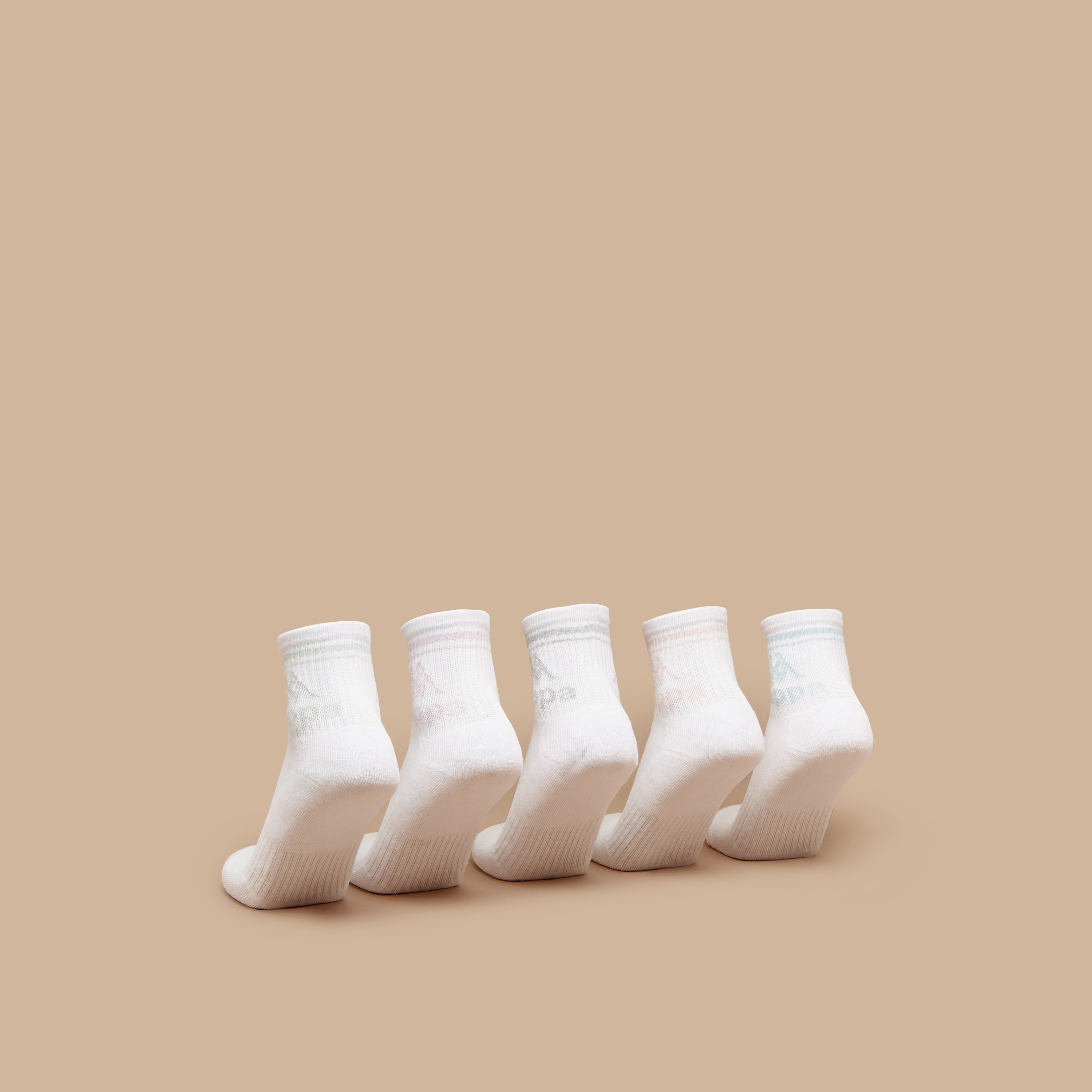 طقم جوارب موسّدة 5 أزواج بطول متوسط وطبعات الشعار من كابا-women-socksandstockings-image-1