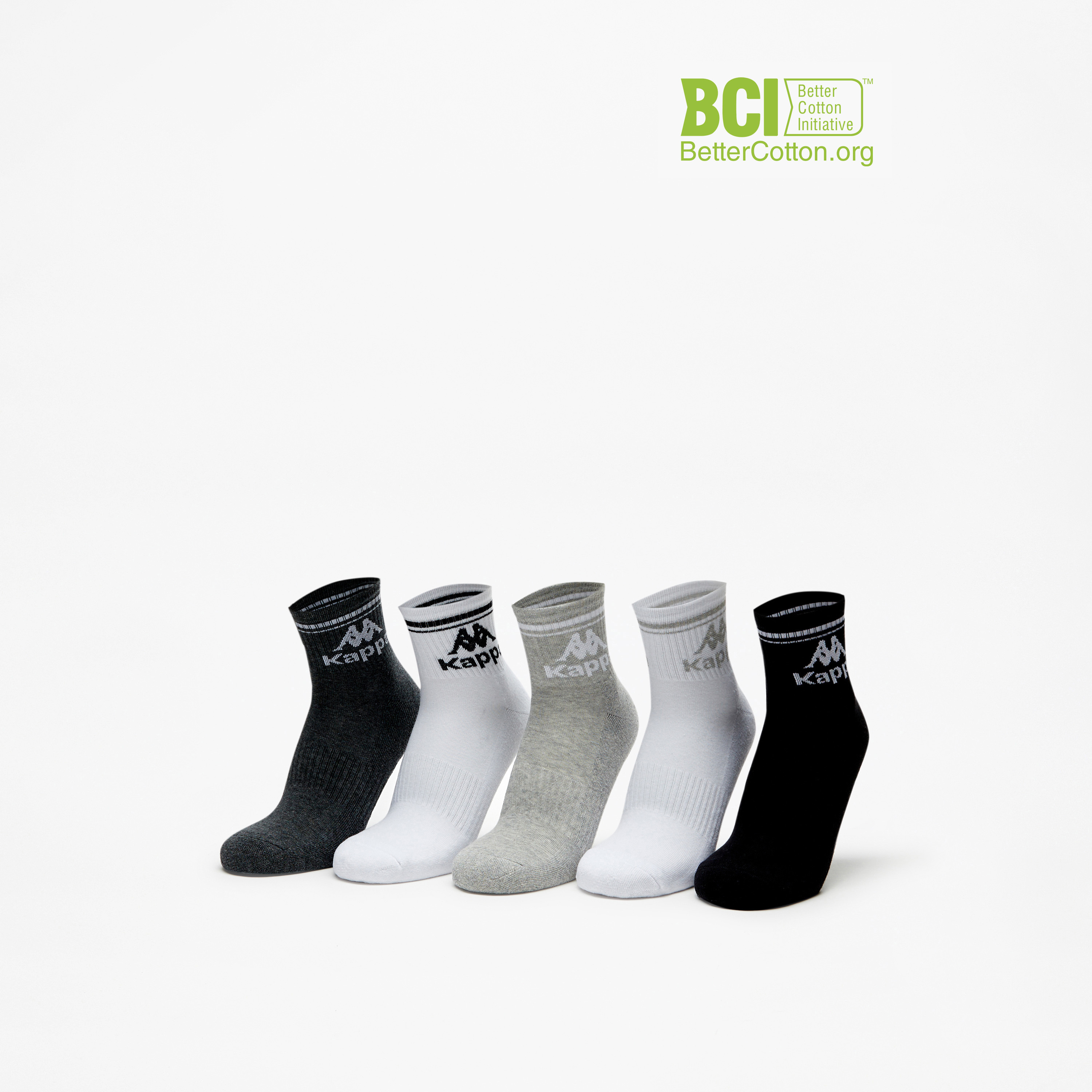 Kappa Logo Detail Crew Length Cushioned Sports Socks - Set of 5-men-socks-image-1