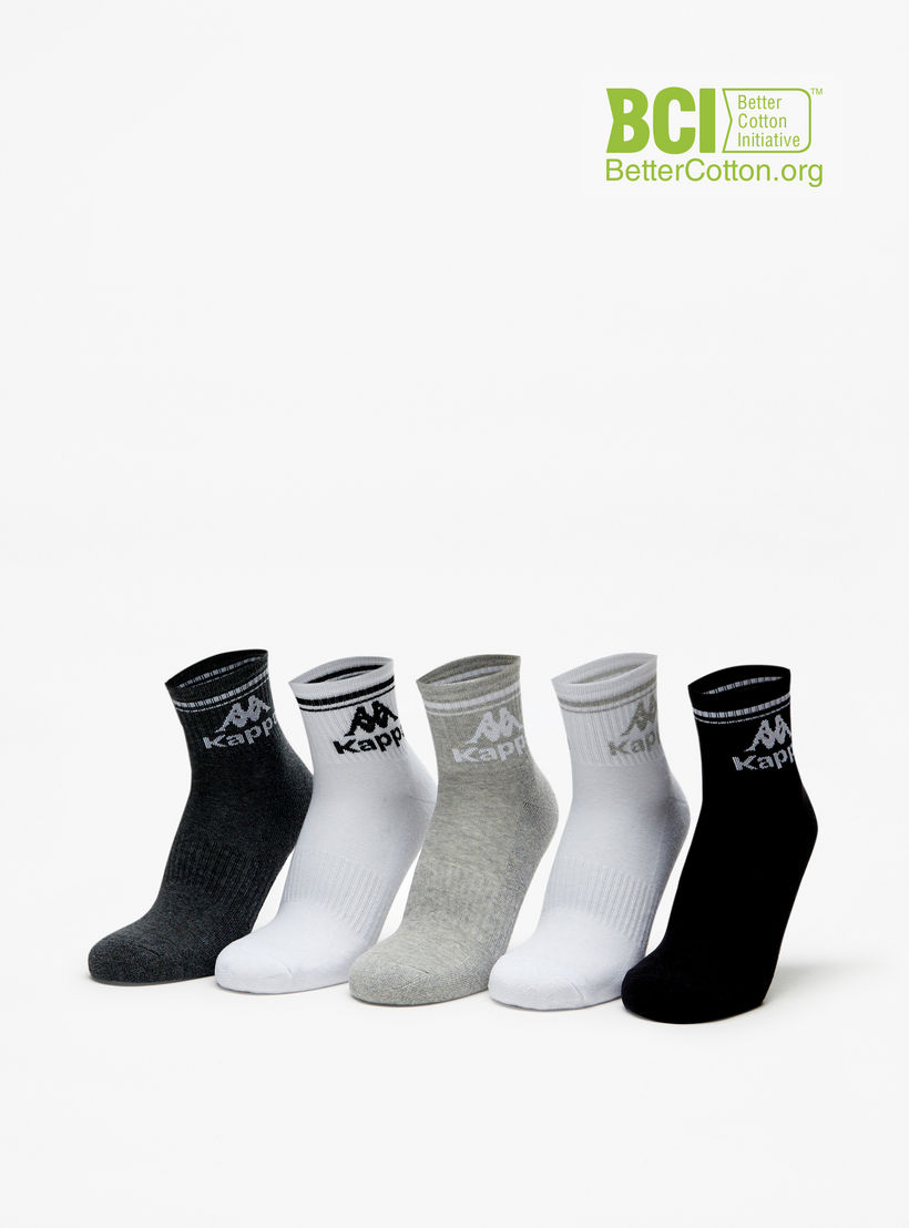 Kappa Logo Detail Crew Length Cushioned Sports Socks - Set of 5-men-socks-image-1