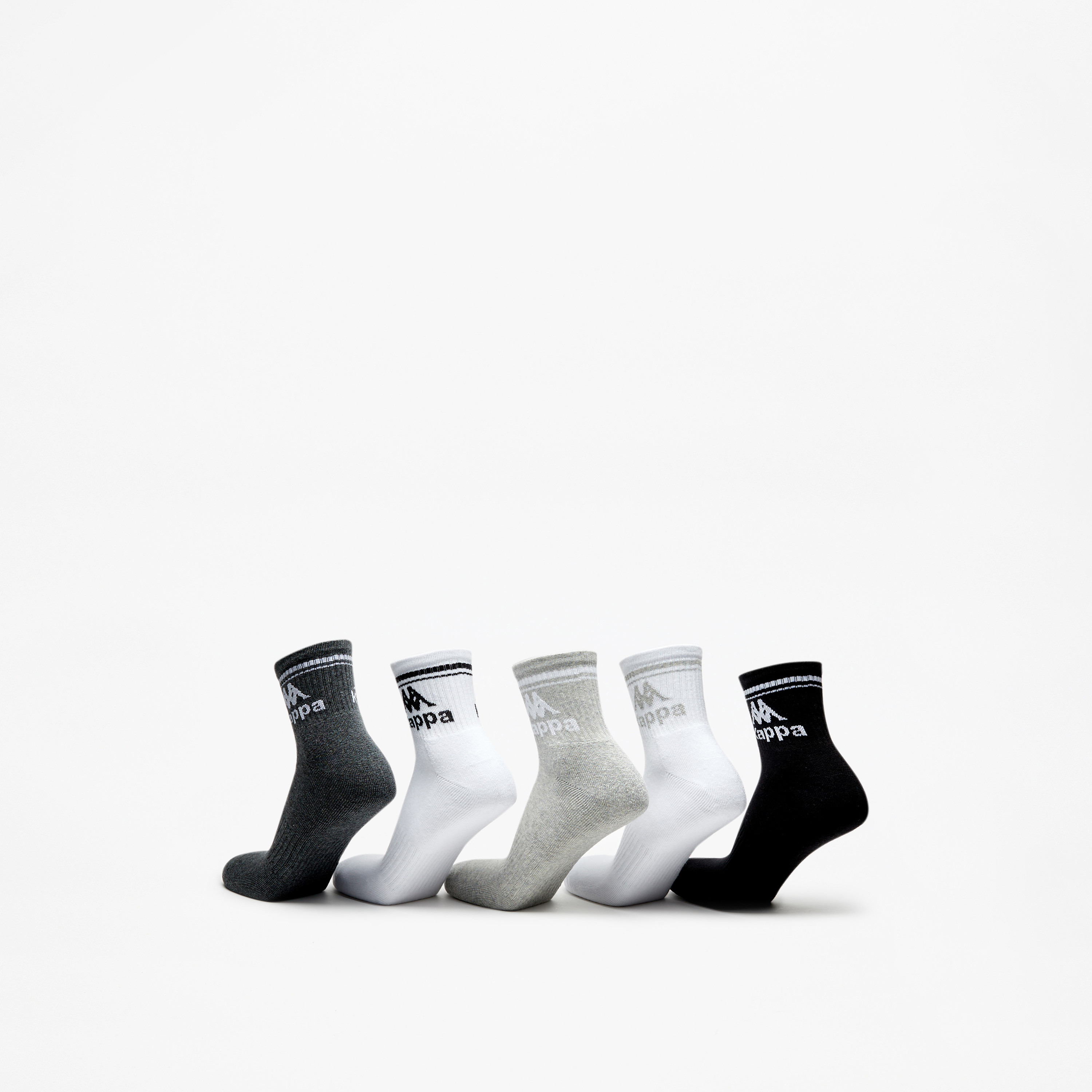 Kappa Logo Detail Crew Length Cushioned Sports Socks - Set of 5-men-socks-image-3