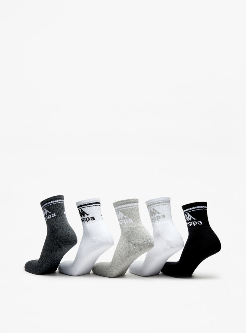 Kappa Logo Detail Crew Length Cushioned Sports Socks - Set of 5-men-socks-image-3
