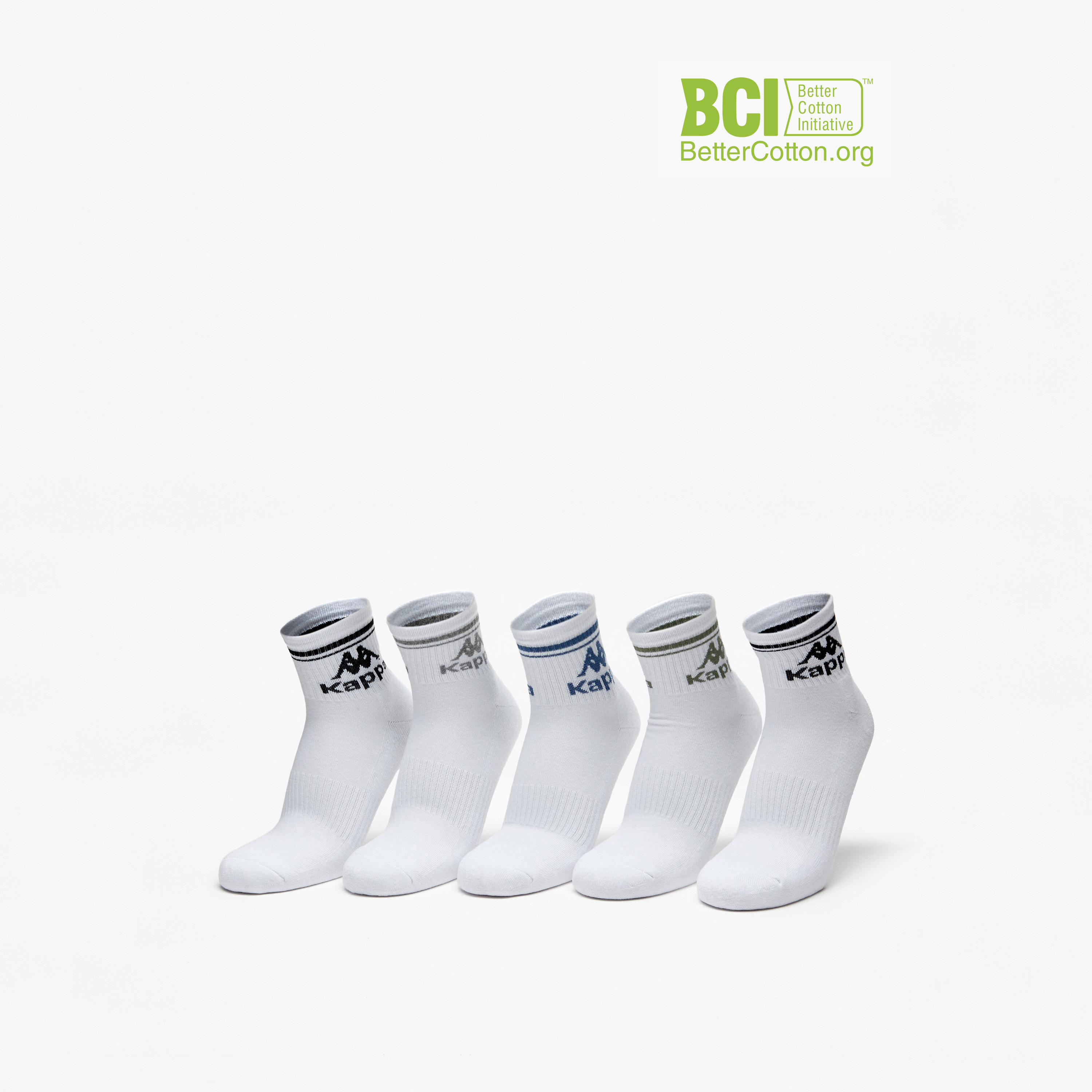 طقم جوارب رياضية موسّدة 5 أزواج بطول متوسط وتفاصيل الشعار من كابا -men-socks-image-1