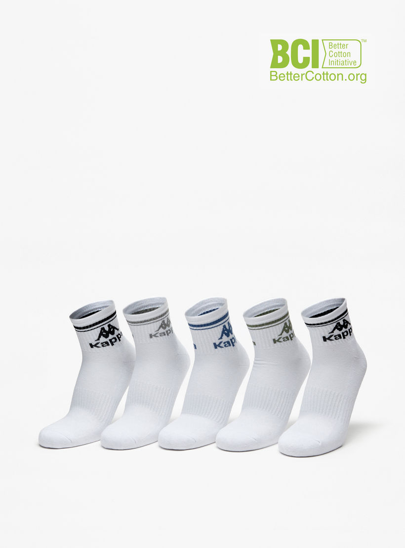 طقم جوارب رياضية موسّدة 5 أزواج بطول متوسط وتفاصيل الشعار من كابا -men-socks-image-1