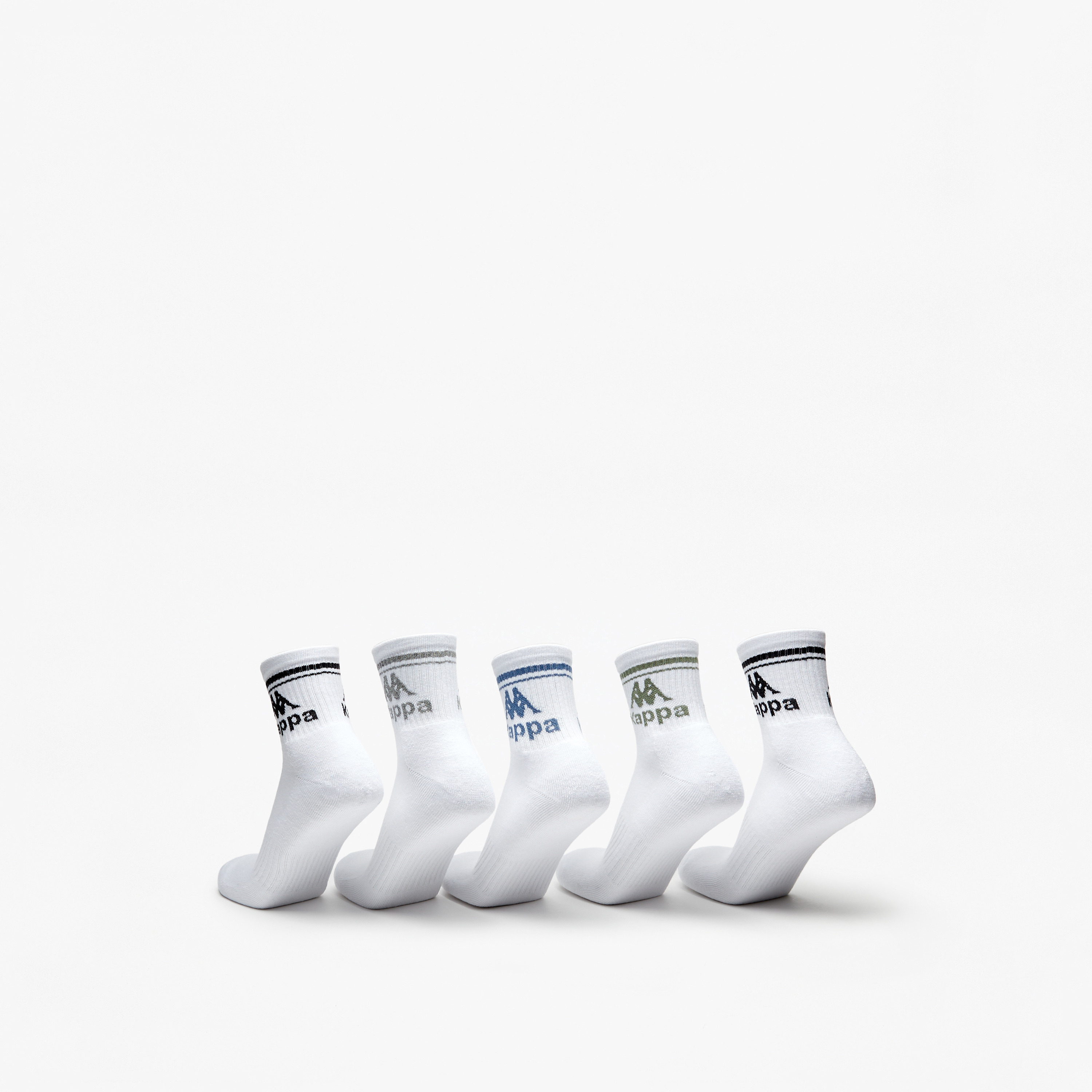 طقم جوارب رياضية موسّدة 5 أزواج بطول متوسط وتفاصيل الشعار من كابا -men-socks-image-3
