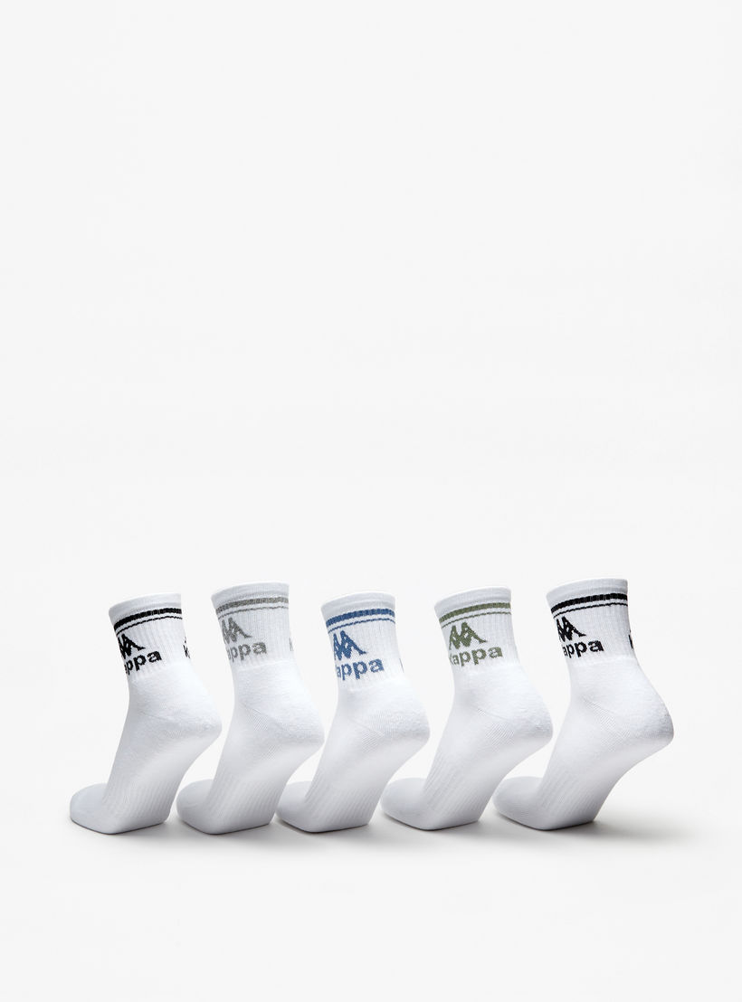 طقم جوارب رياضية موسّدة 5 أزواج بطول متوسط وتفاصيل الشعار من كابا -men-socks-image-3