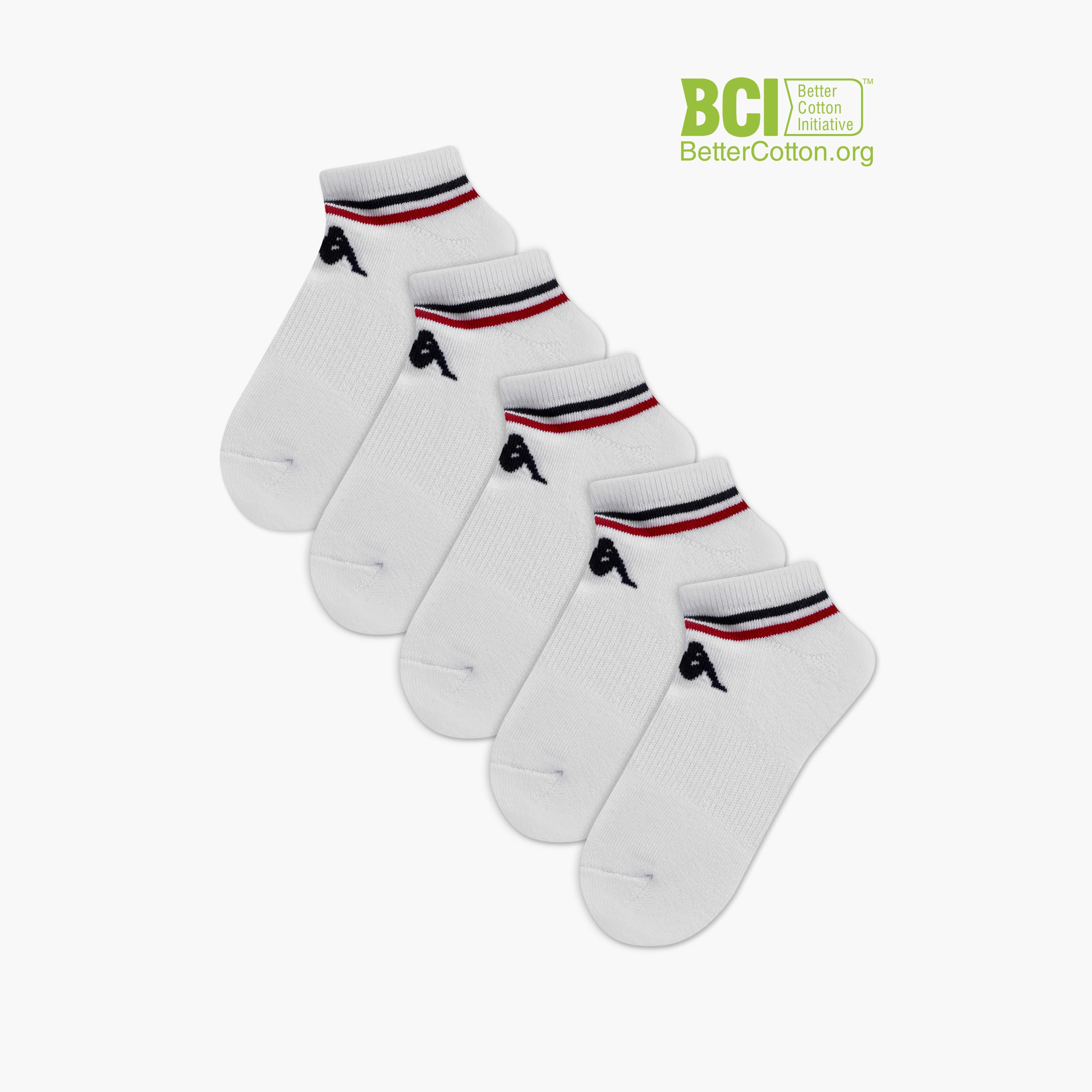 Kappa Striped Ankle Length Non Terry Cushioned Sports Socks - Set of 5-girls-accessories-socks-image-1
