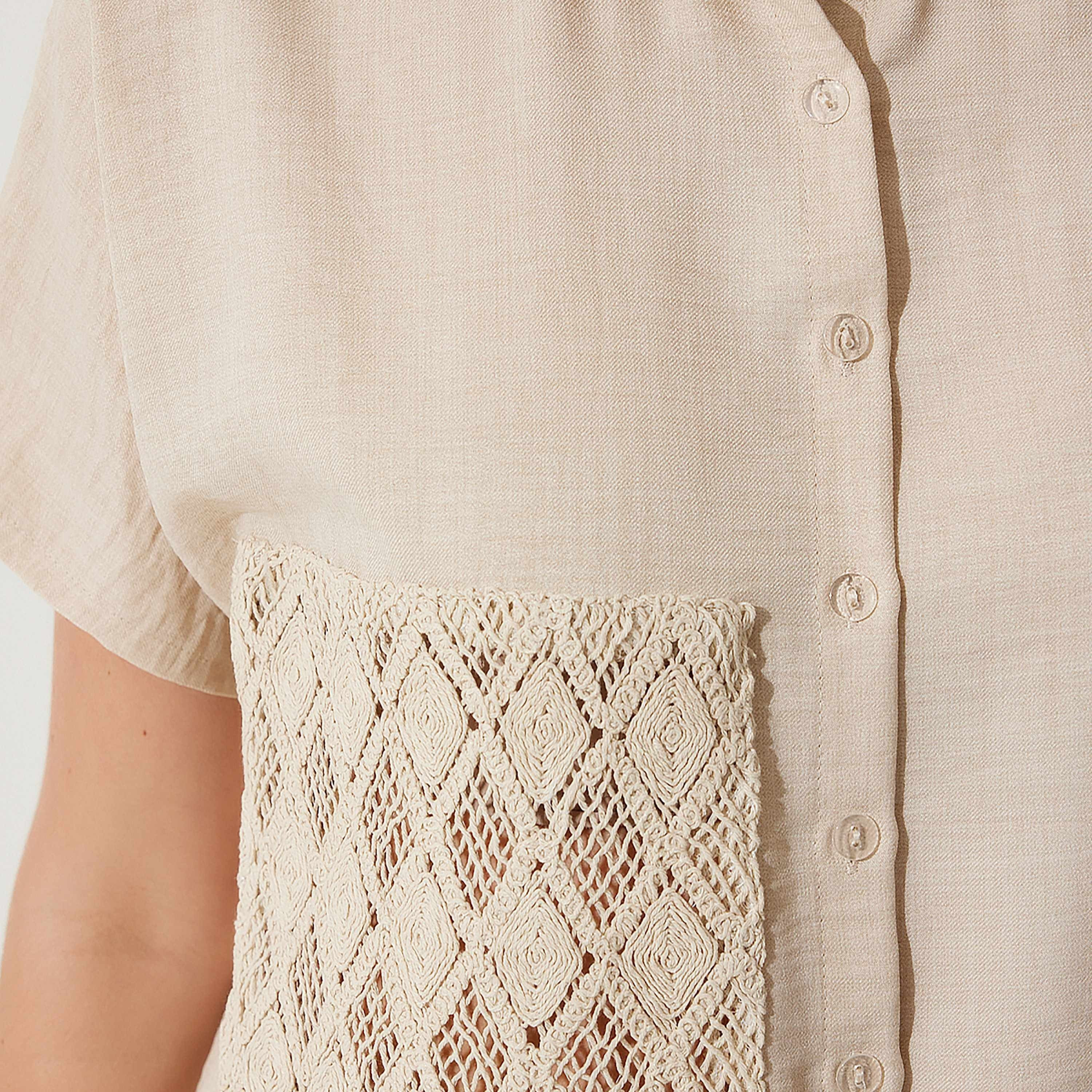 قميص نسائي بيج بياقة من الكروشيه من دانتيل إسطنبول من سعادة إسطنبول-women-clothing-shirtsandblouses-shirts-image-5
