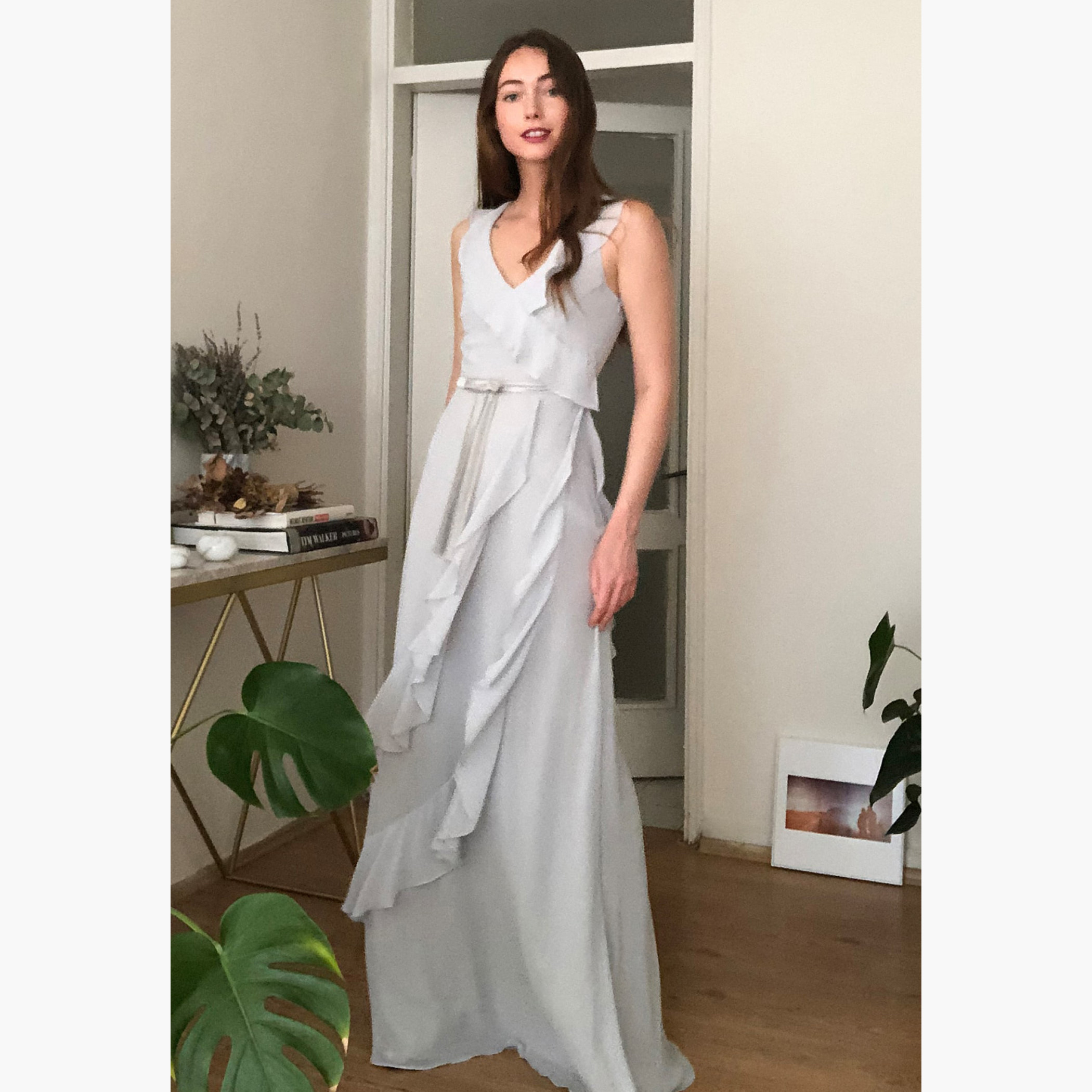 Trendyol Solid Sleeveless Maxi A-line Dress with Ruffle Detail-women-clothing-dresses-image-3