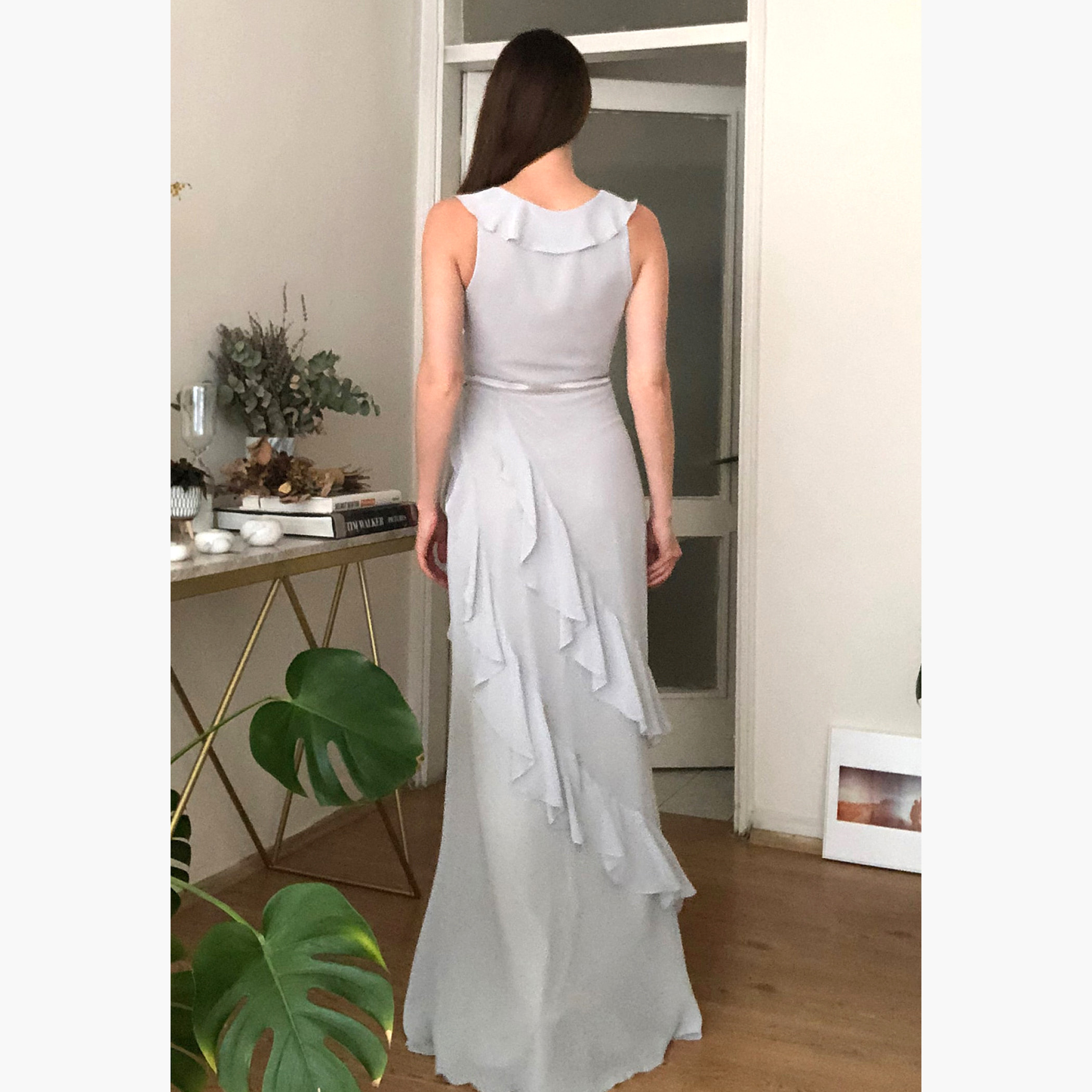 Trendyol Solid Sleeveless Maxi A-line Dress with Ruffle Detail-women-clothing-dresses-image-5