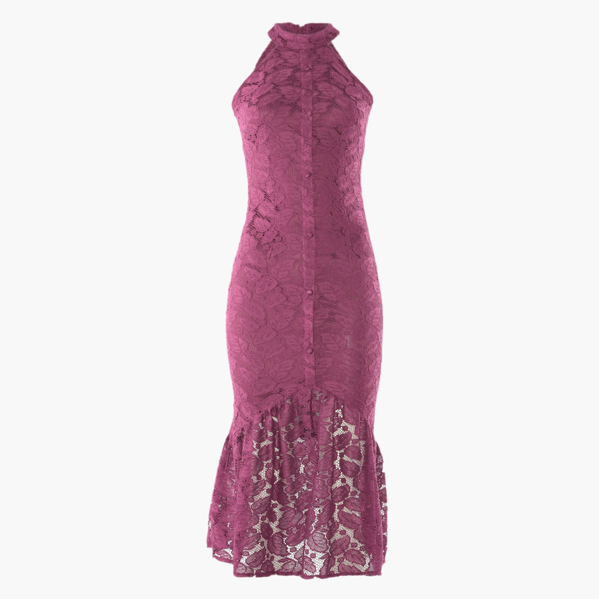 فستان دانتيل ميدي دون أكمام بقصة ضيّقة من ترينديول-women-clothing-dresses-image-3