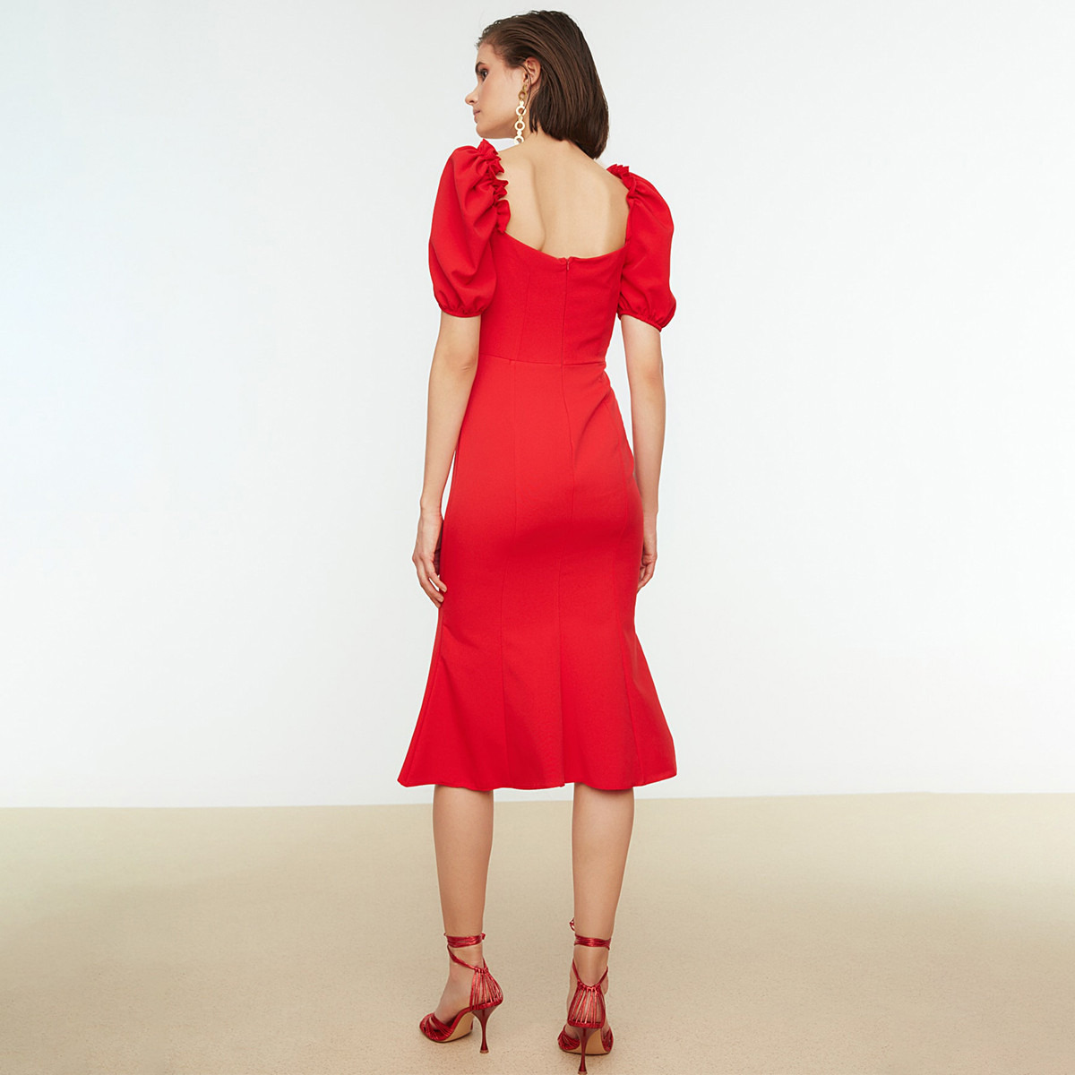 ترينديول أحمر متوسط الطول فستان-women-clothing-dresses-image-5