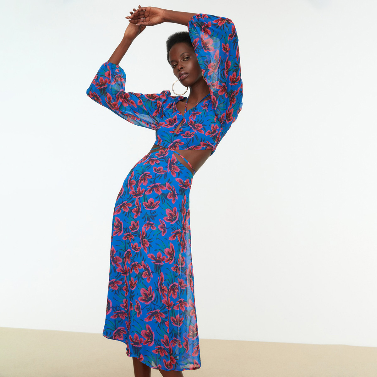 Trendyol Women Floral Cut Out Details Midi Dress-women-clothing-dresses-image-4