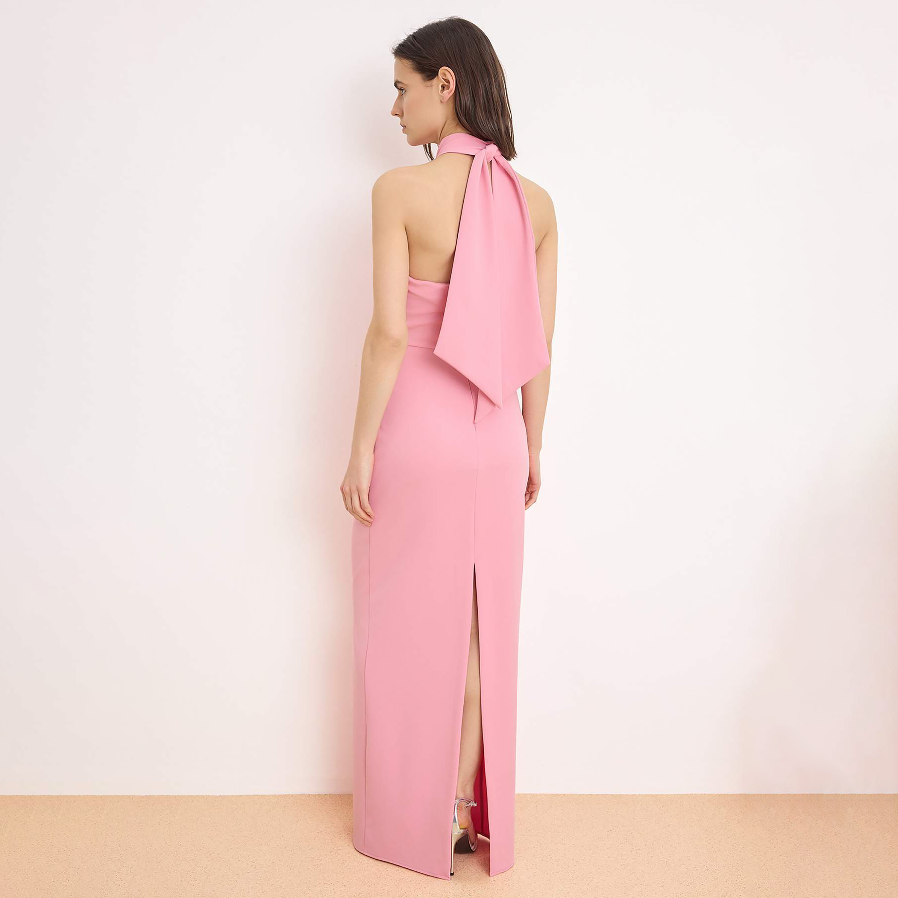 فستان سهرة ماكسي نسائي بياقة هالتر مزين بتفاصيل ورود-women-clothing-dresses-image-2