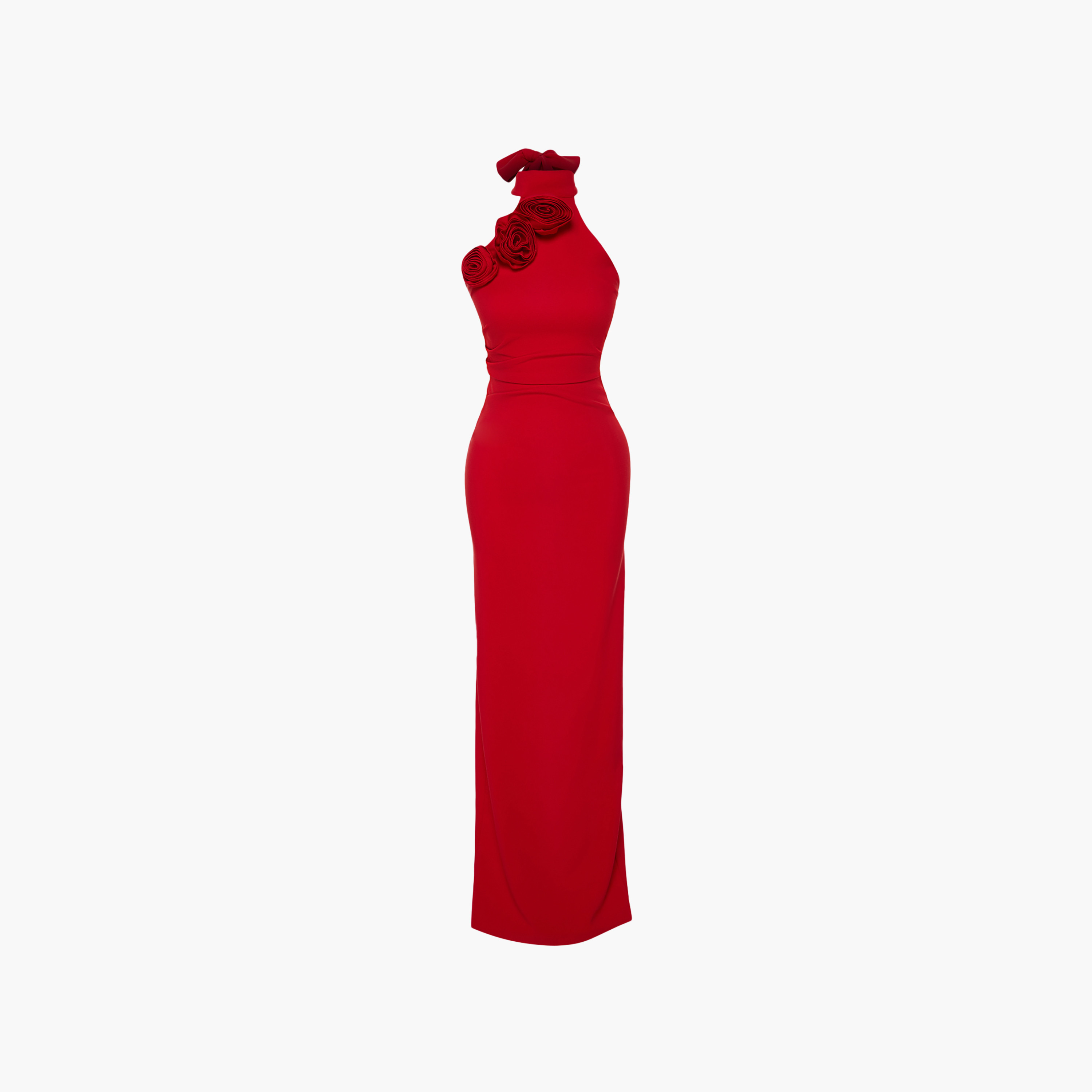 Rose Detailed Halter Neck Column Evening Women's Maxi Dress-women-clothing-dresses-image-8
