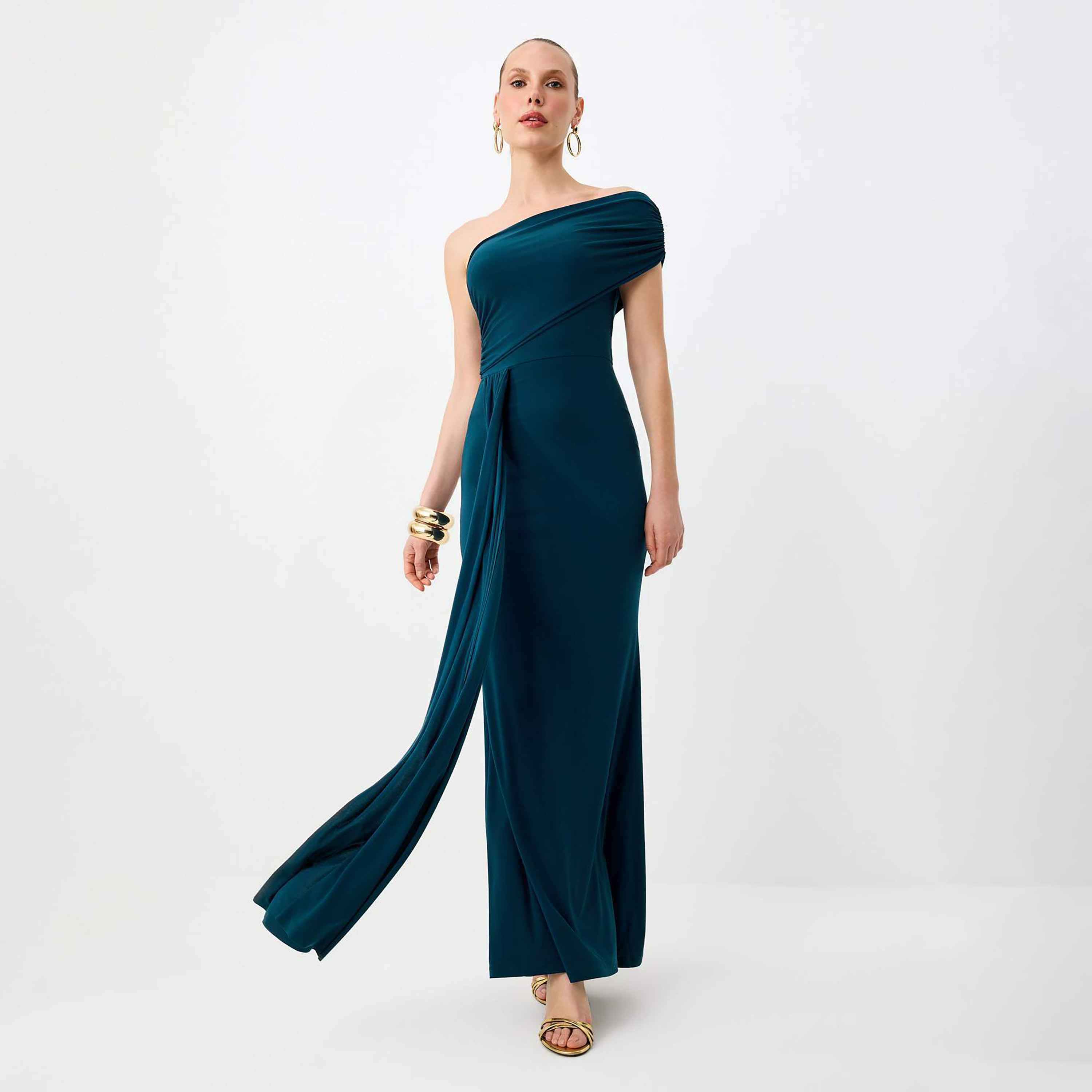 Blue One-Shoulder Column Evening Women's Maxi Dress-women-clothing-dresses-image-1