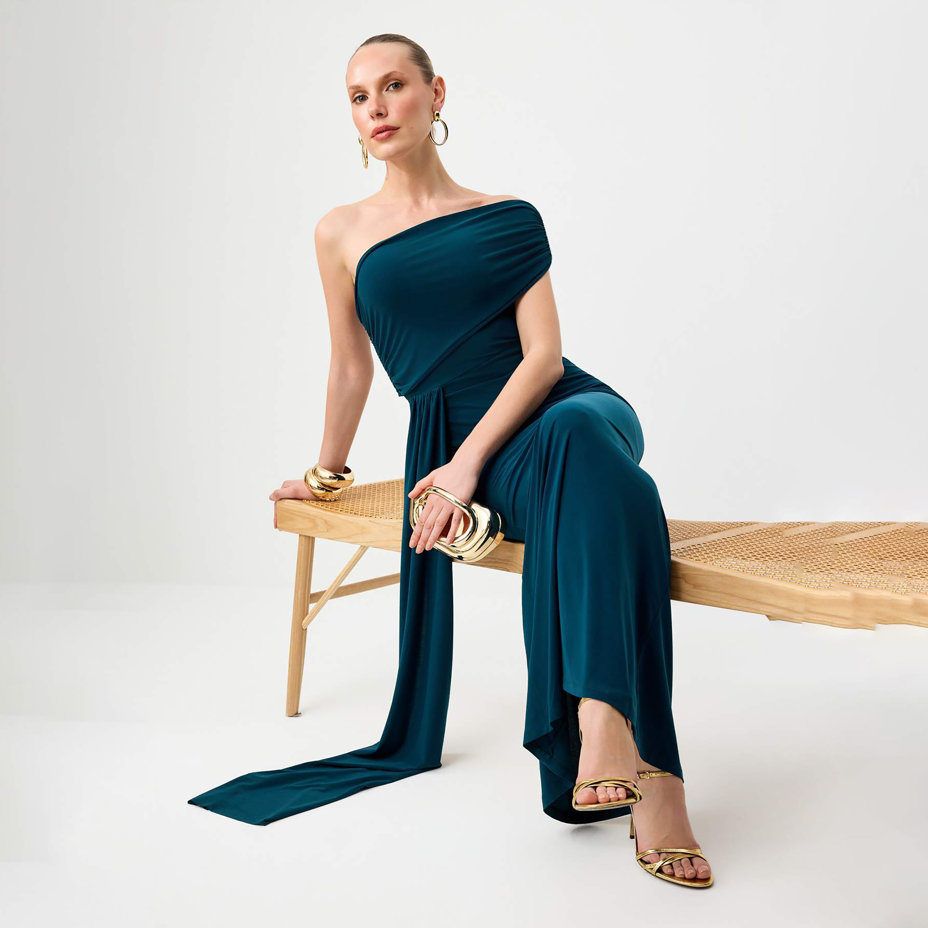 Blue One-Shoulder Column Evening Women's Maxi Dress-women-clothing-dresses-image-2