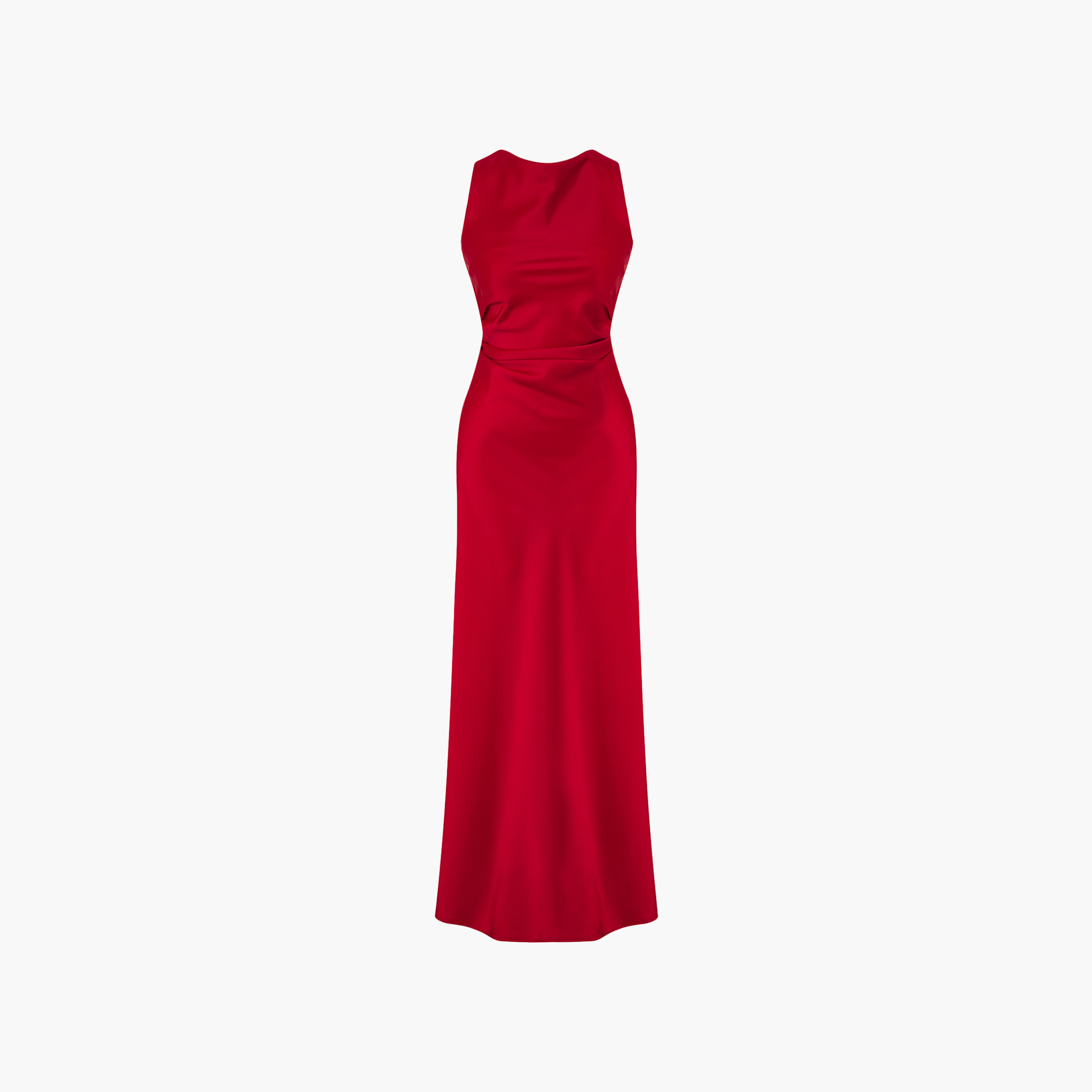 Red Satin Cowl Neck Column Evening Women's Maxi Dress-women-clothing-dresses-image-5
