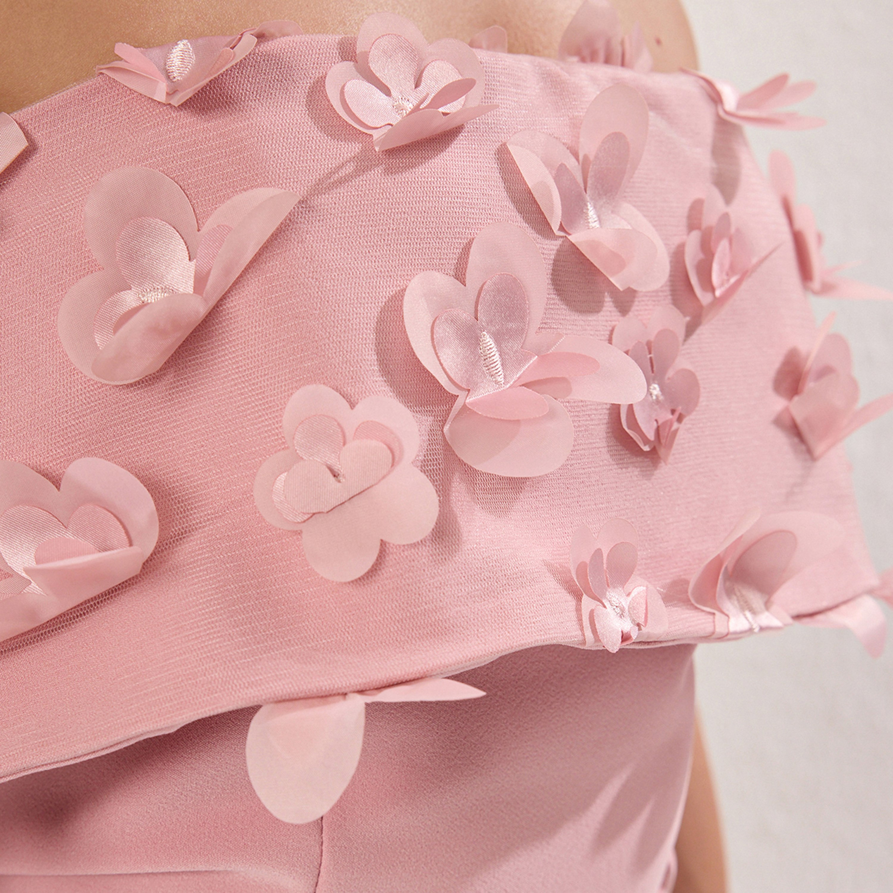 Pink Applique Floral Off-Shoulder Column Evening Women's Maxi Dress-women-clothing-dresses-image-9