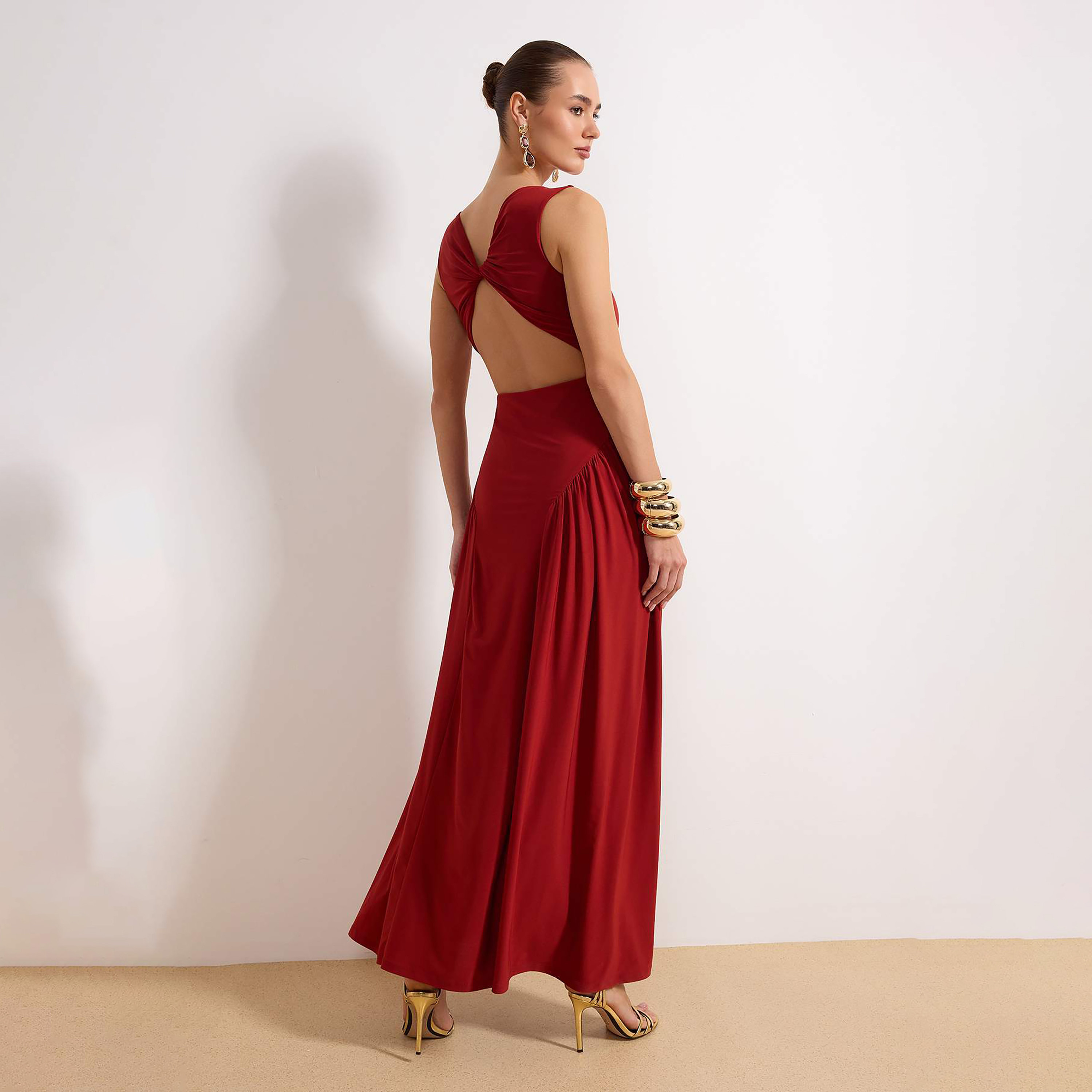 Red Fit & Flared Evening Women's Maxi Dress-women-clothing-dresses-image-3