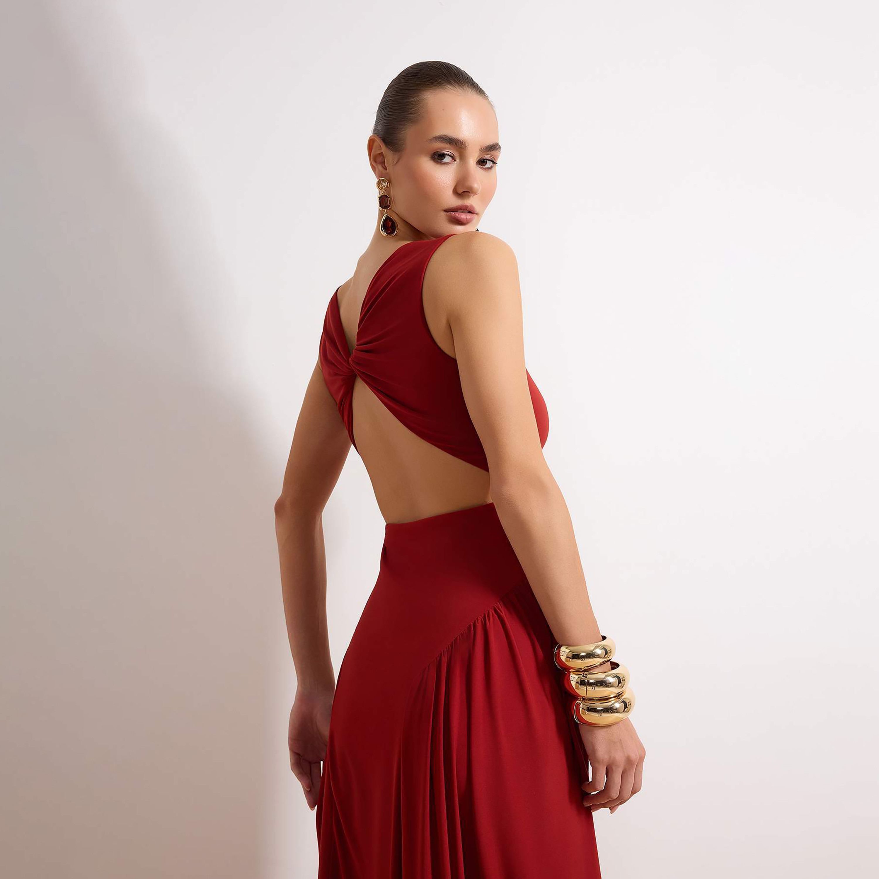 Red Fit & Flared Evening Women's Maxi Dress-women-clothing-dresses-image-4