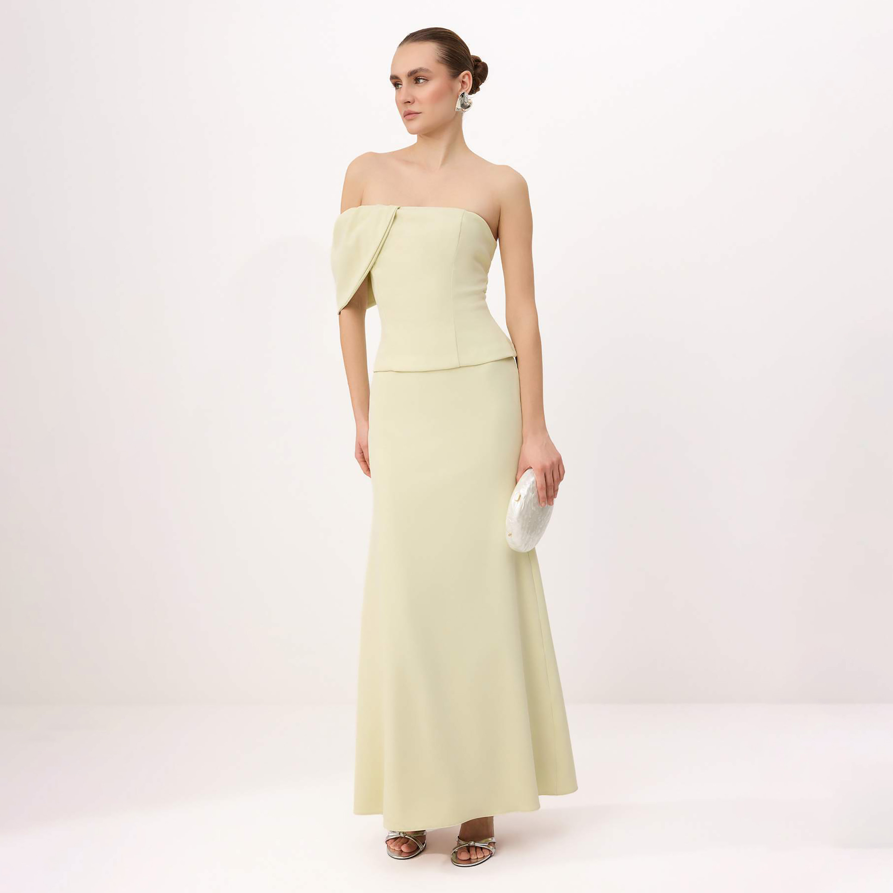 فستان سهرة ماكسي نسائي بدون حمالات بتصميم بيبلوم-women-clothing-dresses-image-1