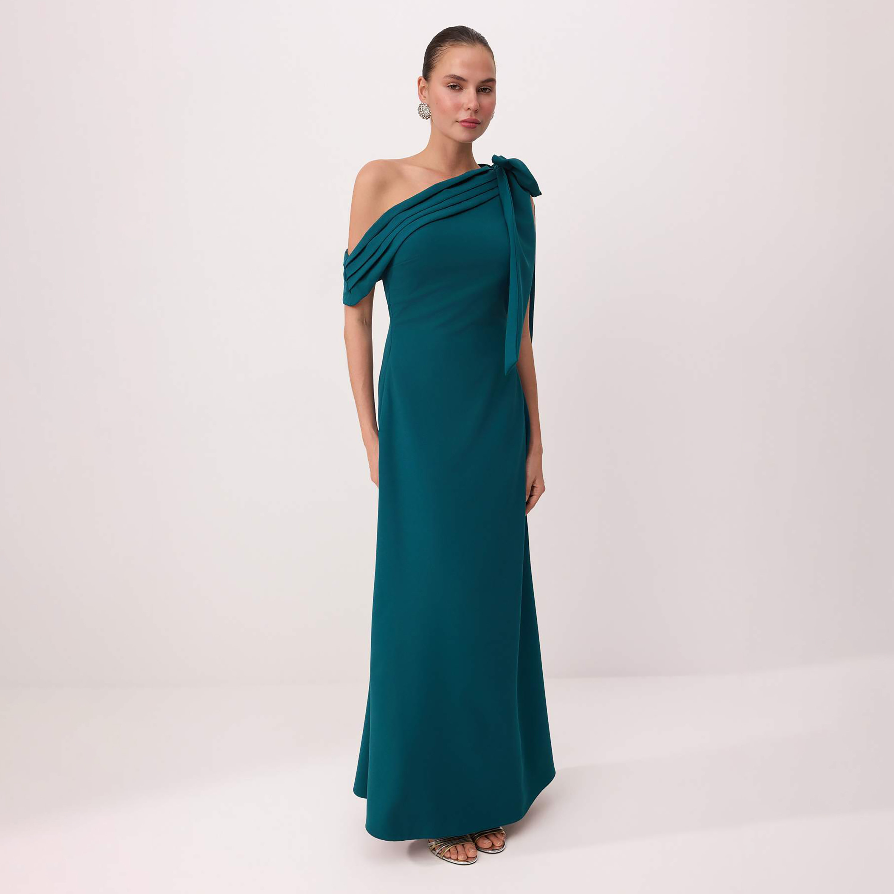 Green One-Shoulder Flared Evening Women's Maxi Dress-women-clothing-dresses-image-1