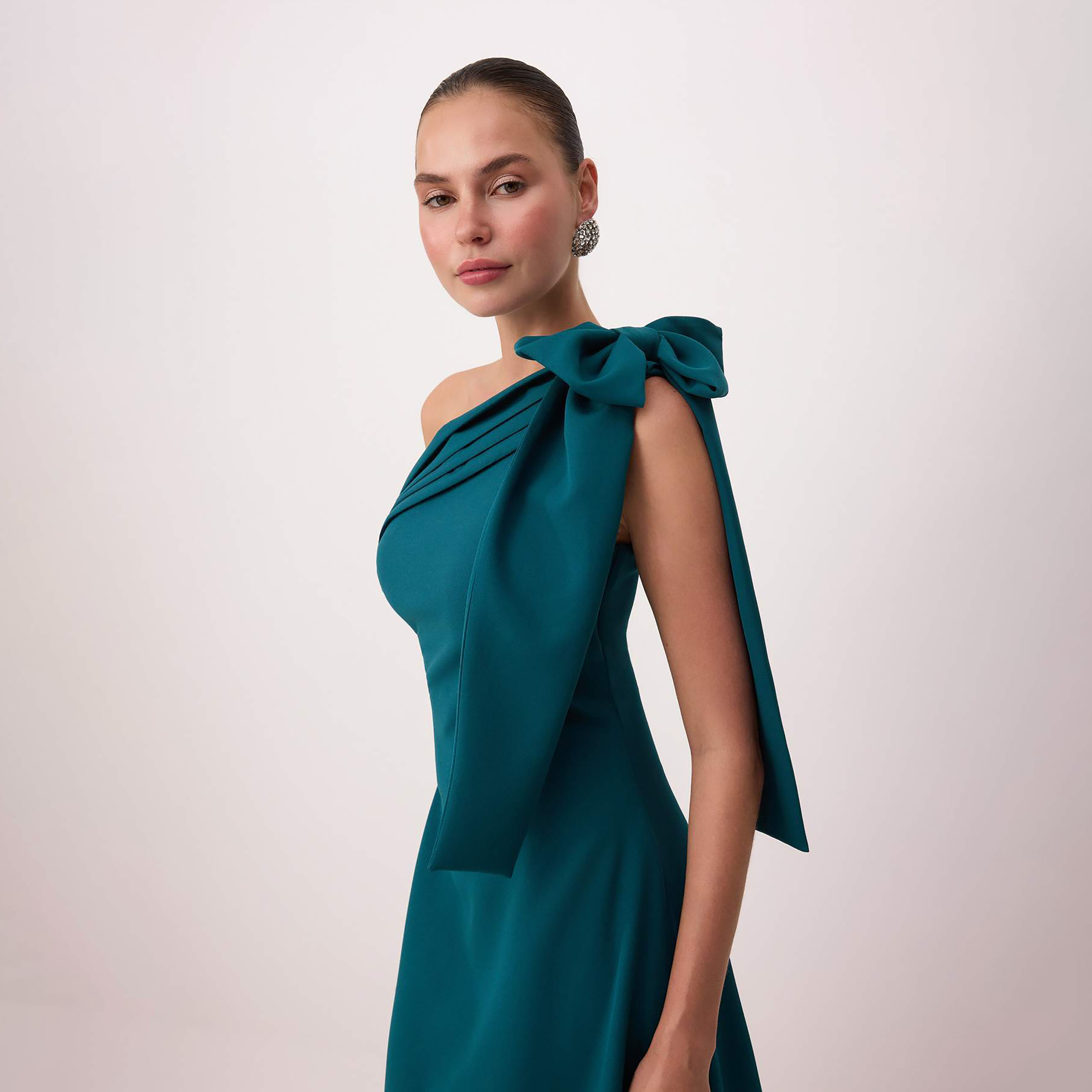 Green One-Shoulder Flared Evening Women's Maxi Dress-women-clothing-dresses-image-2