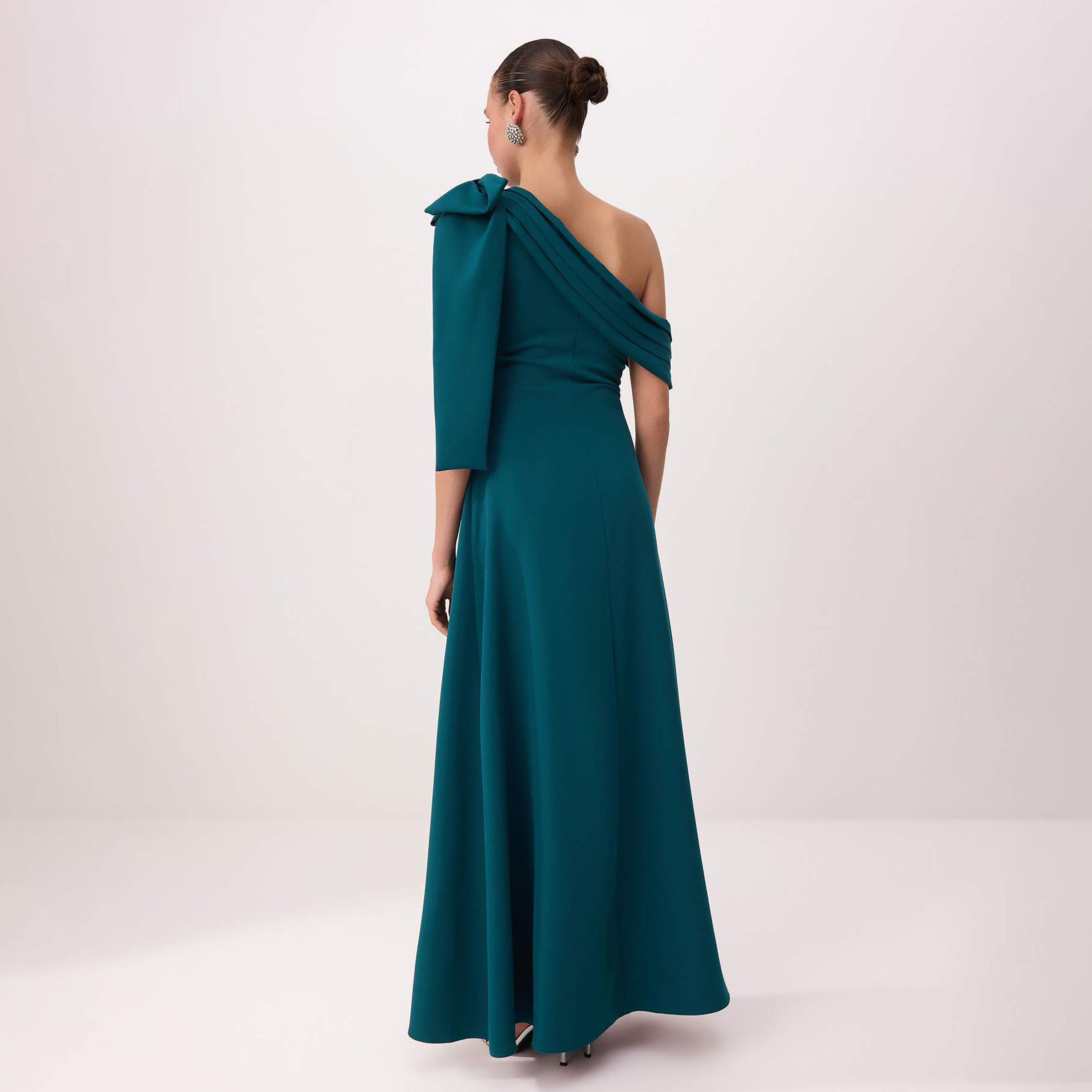 Green One-Shoulder Flared Evening Women's Maxi Dress-women-clothing-dresses-image-3