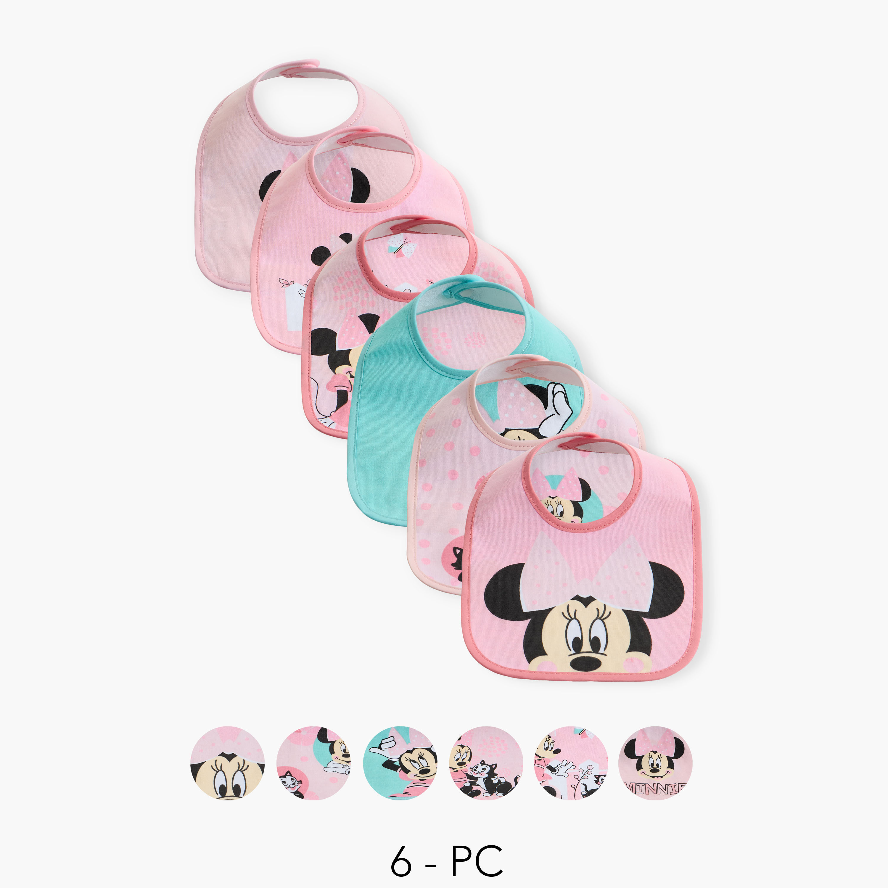 مرايل بطبعات ميني ماوس وأزرار إغلاق من ديزني - طقم 6 قطع-baby-feeding-bibs-image-1