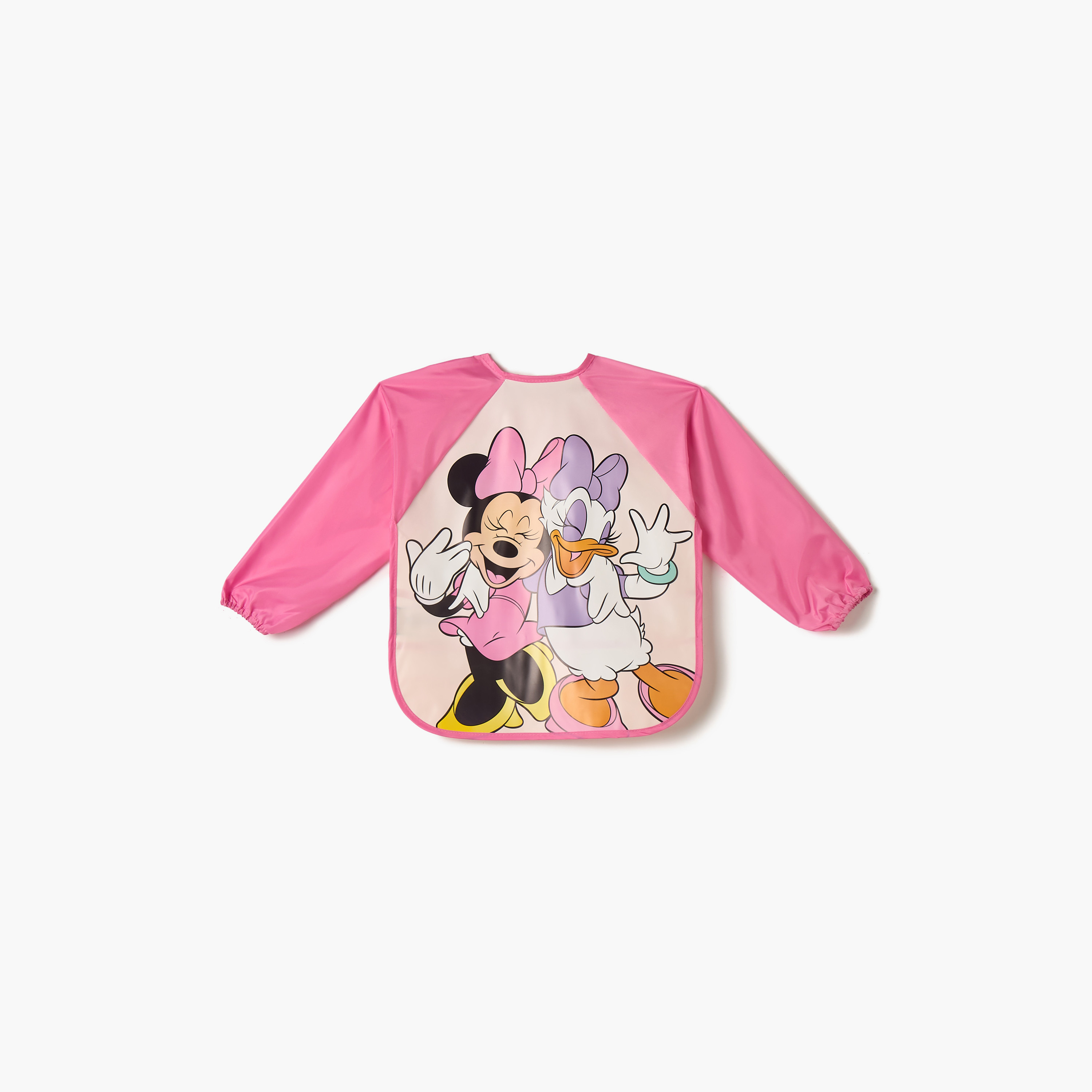 Disney Minnie Mouse and Daisy Duck Print Bib with Long Sleeves and Tie-Ups-baby-feeding-bibs-image-1