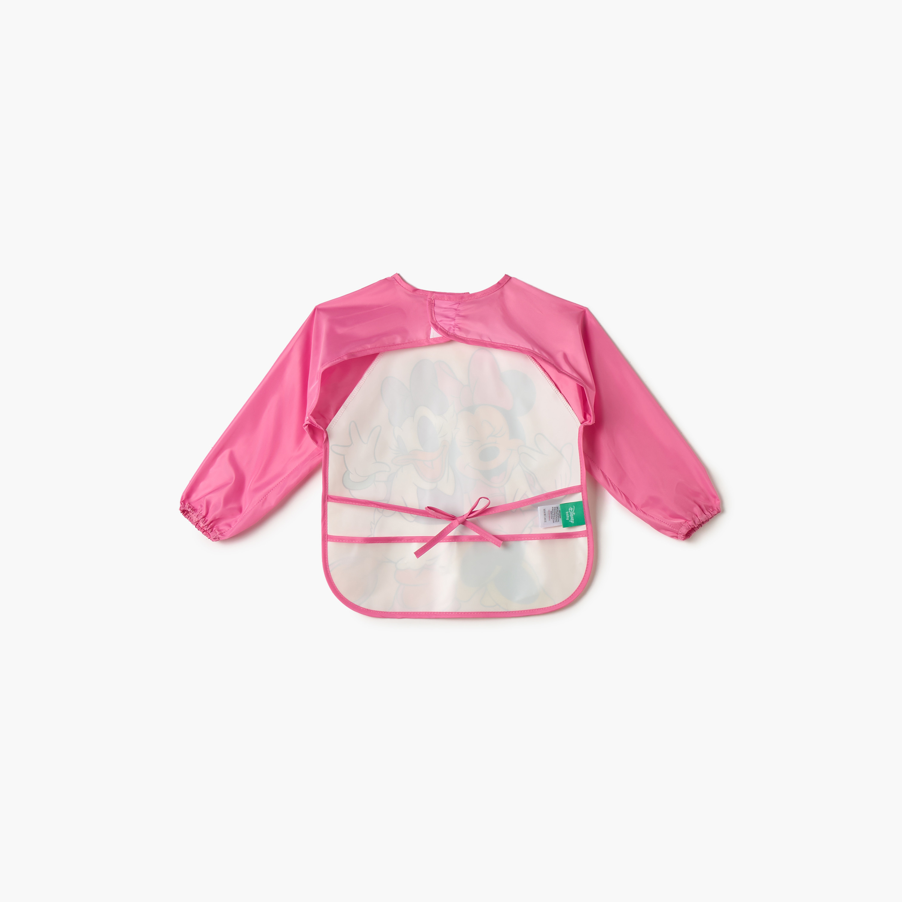 Disney Minnie Mouse and Daisy Duck Print Bib with Long Sleeves and Tie-Ups-baby-feeding-bibs-image-2
