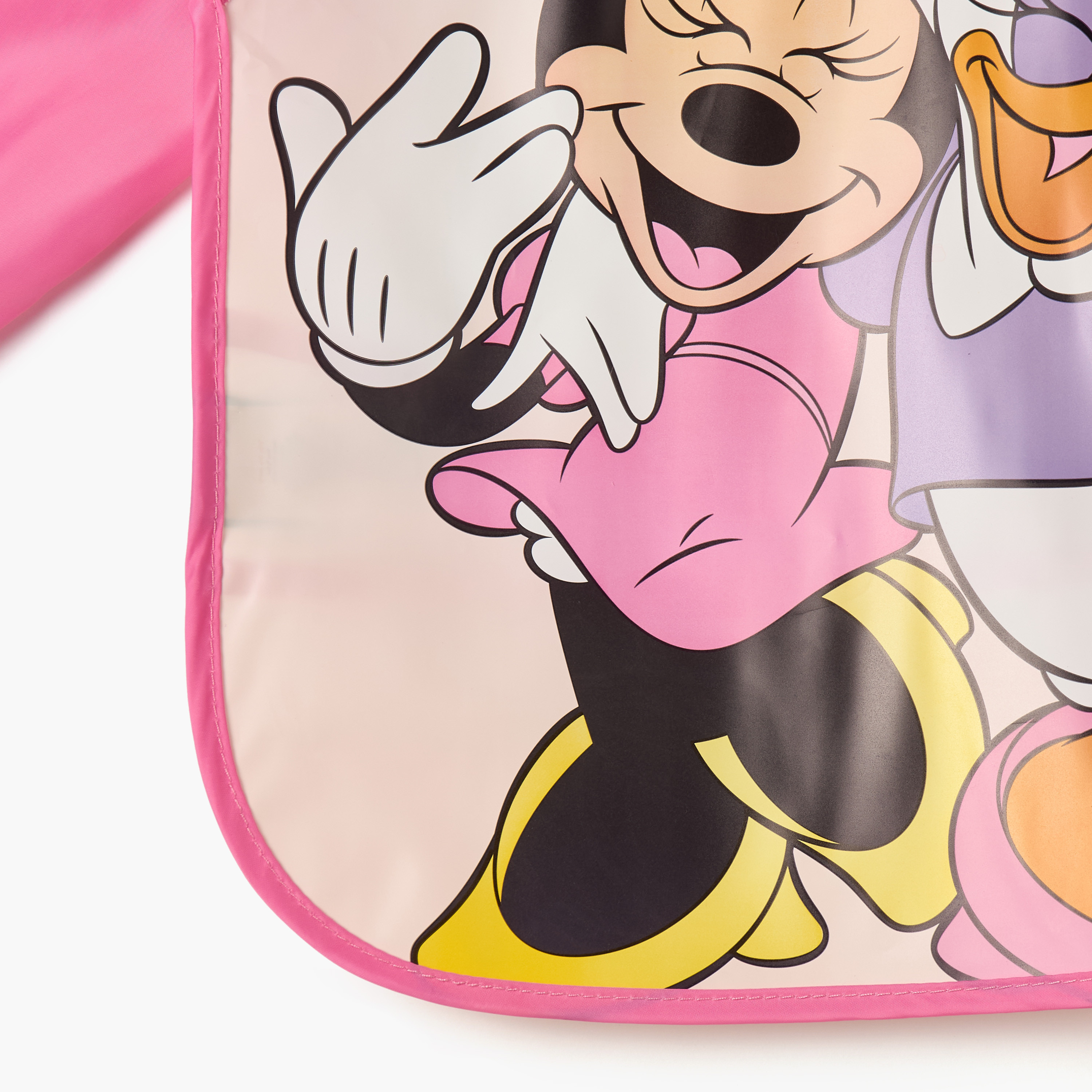 Disney Minnie Mouse and Daisy Duck Print Bib with Long Sleeves and Tie-Ups-baby-feeding-bibs-image-4
