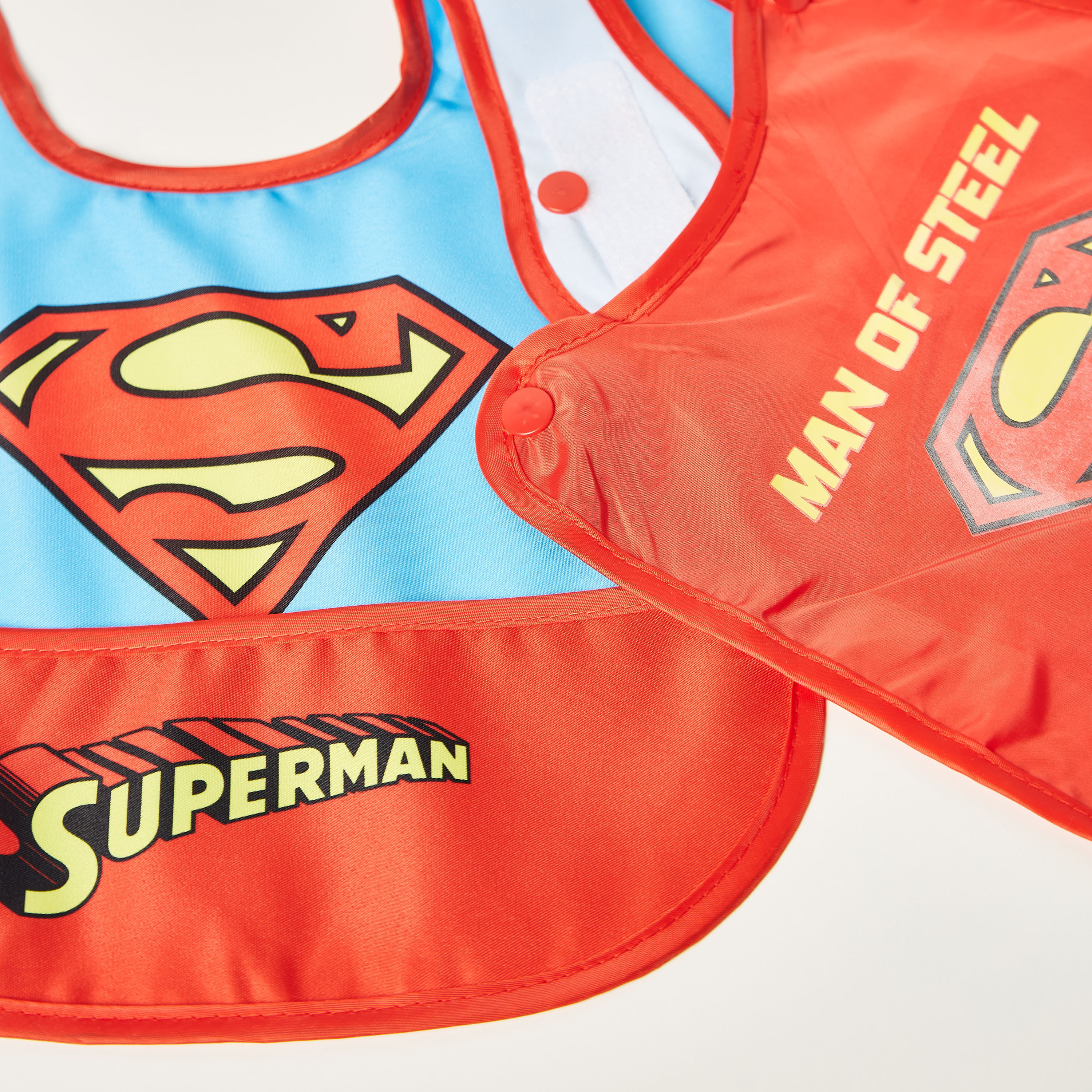 Superman Print Bib with Cape-baby-feeding-bibs-image-4
