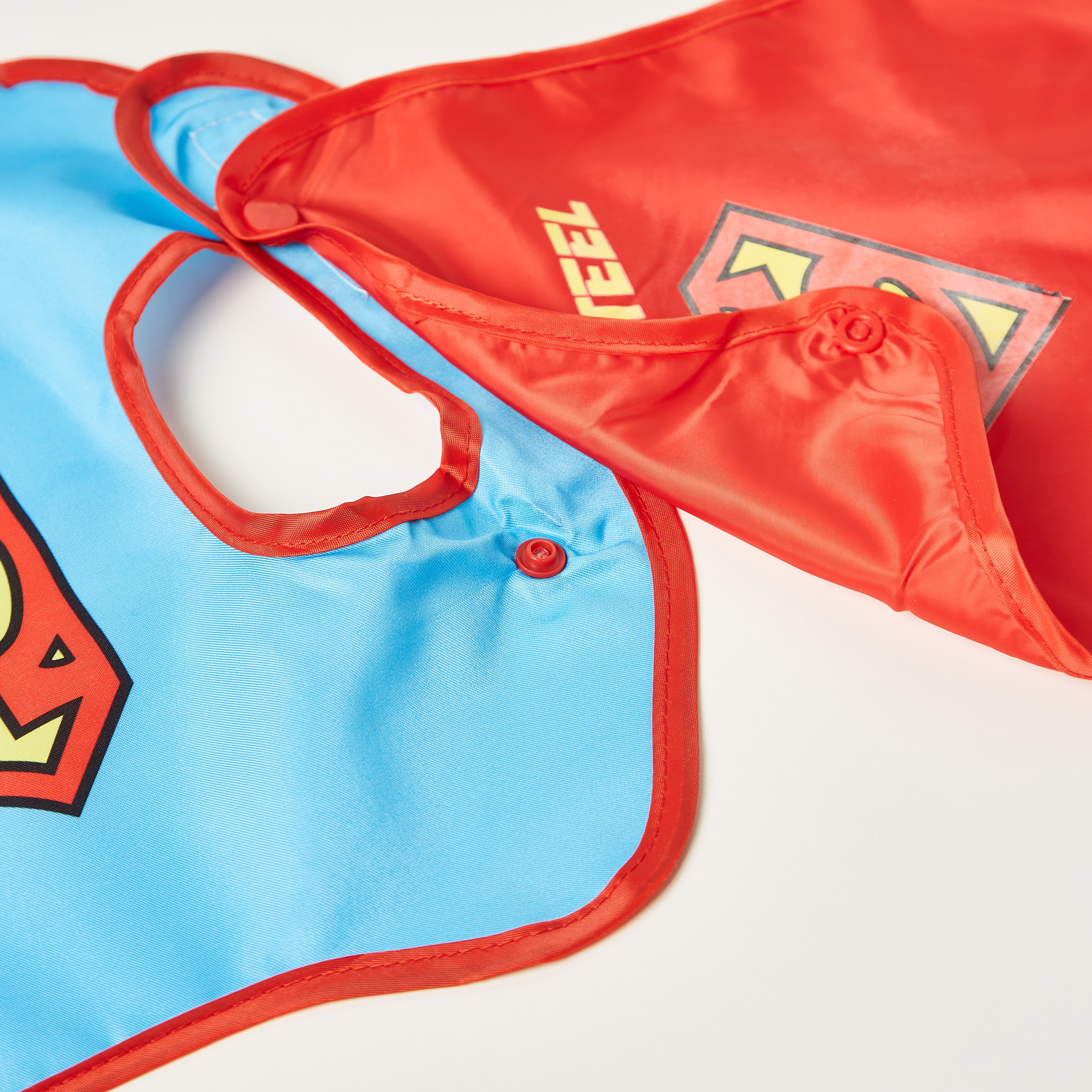 Superman Print Bib with Cape-baby-feeding-bibs-image-5
