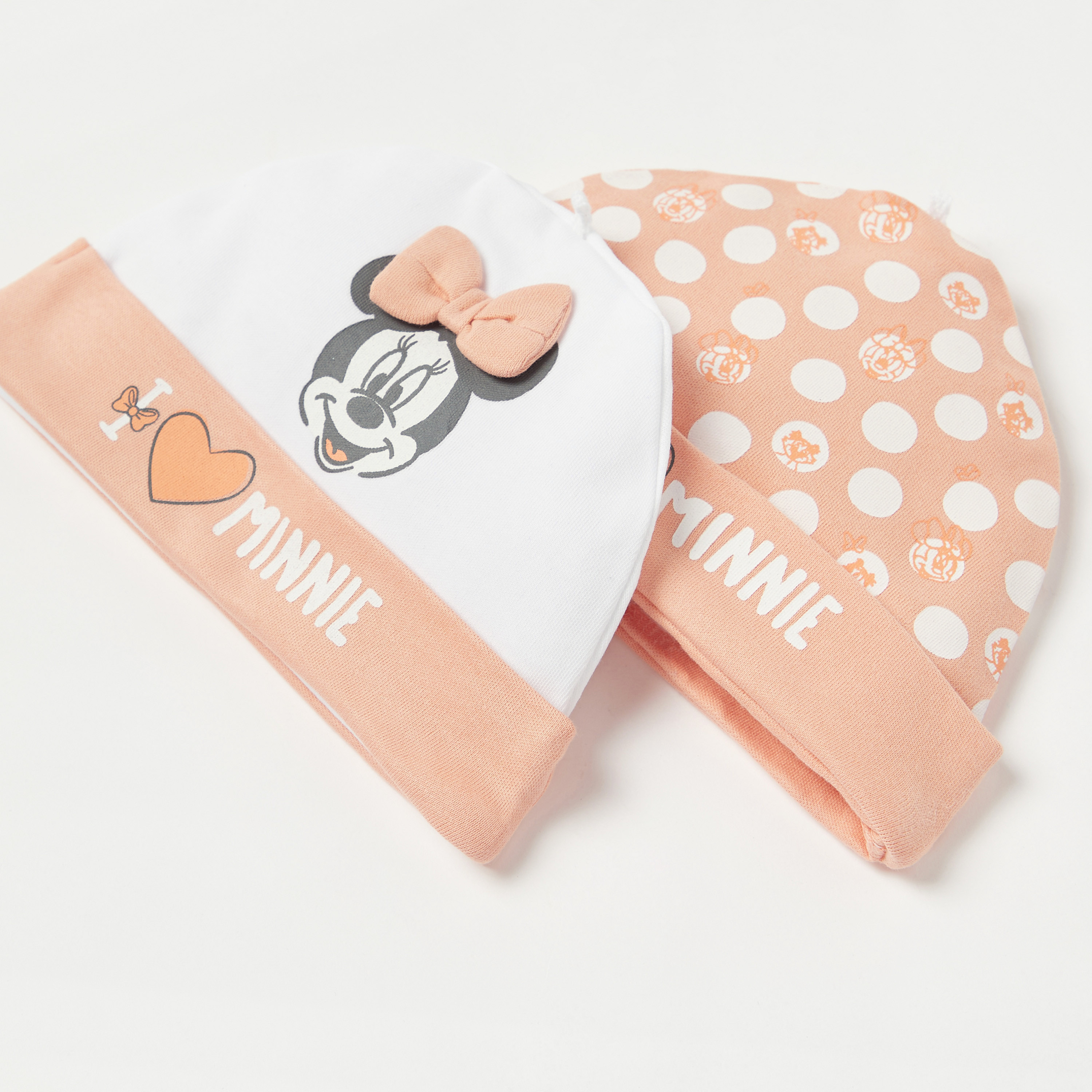 Disney Minnie Mouse Print Beanie - Set of 2-baby-girls-accessories-caps-image-2