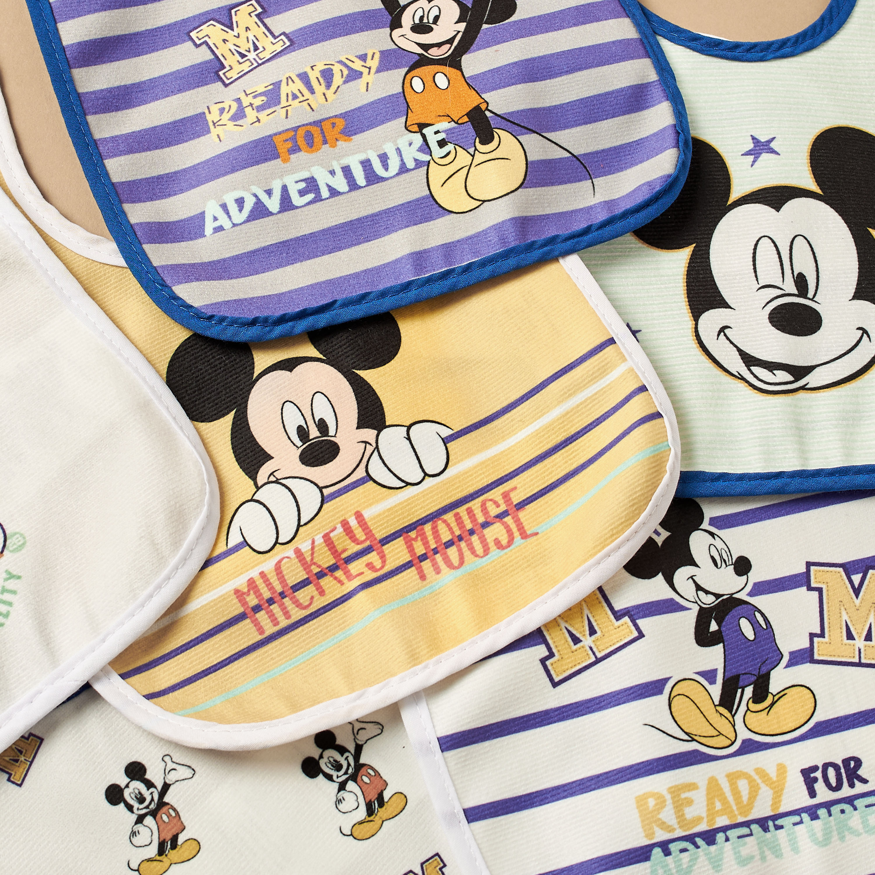 Disney Mickey Mouse Print Bib with Snap Button Closure - Set of 6-baby-feeding-bibs-image-2